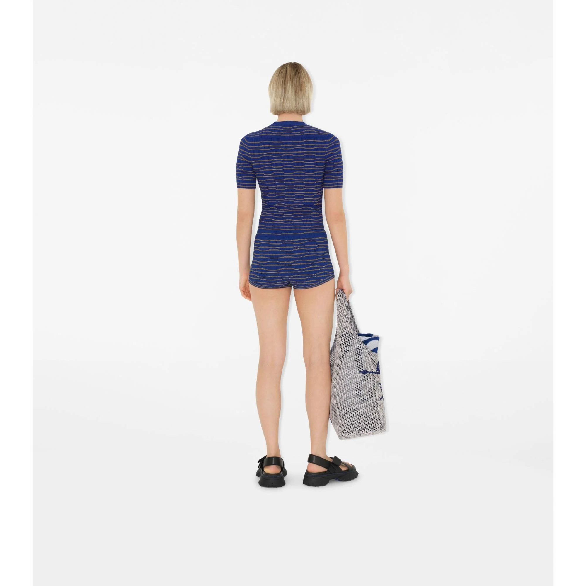 Striped Cotton Blend Shorts - Knight/Sunflower - Image 4