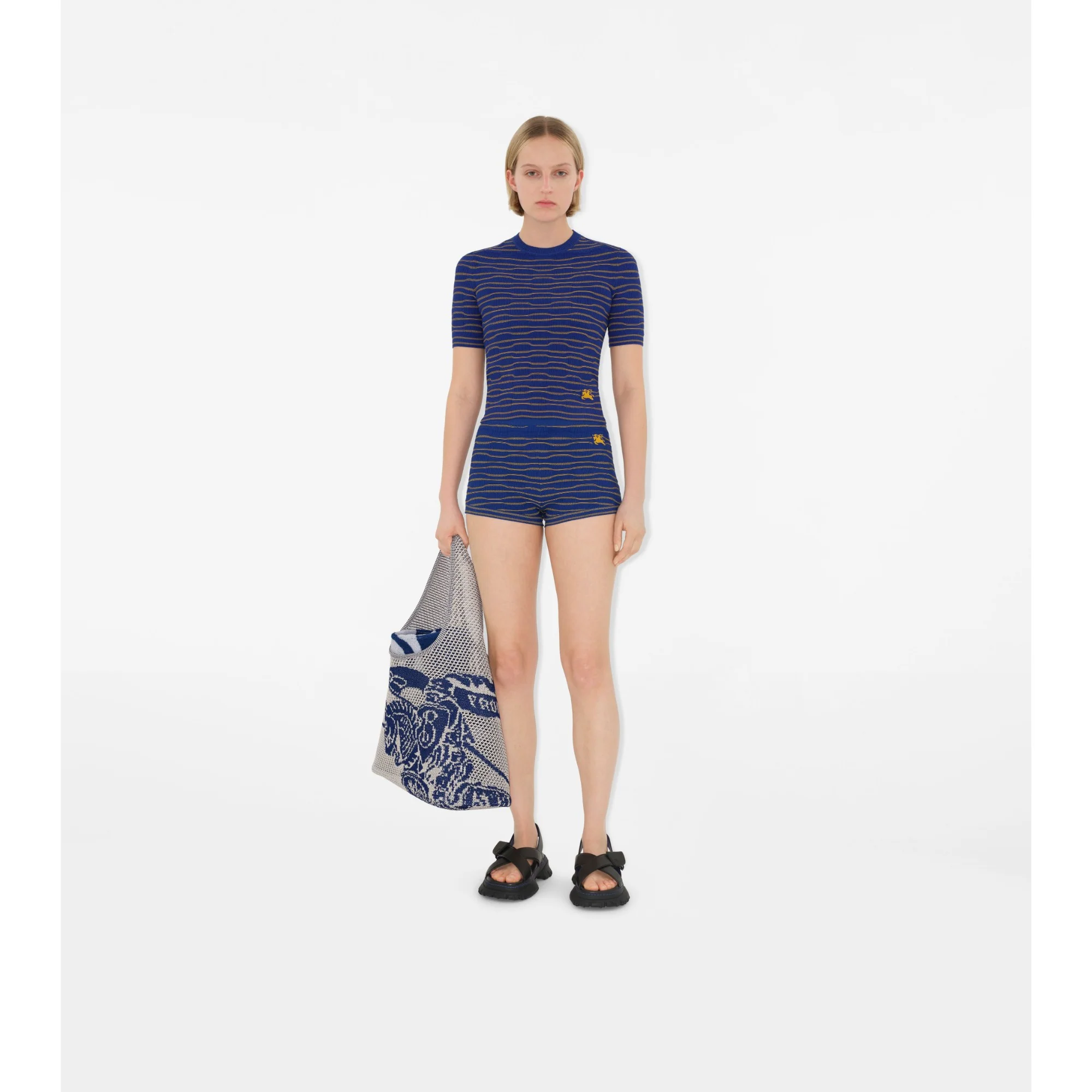 Striped Cotton Blend Shorts - Knight/Sunflower - Image 2