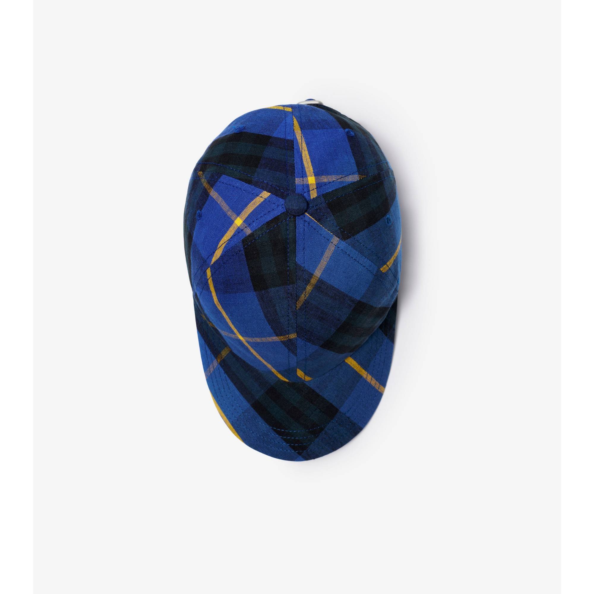 Check Linen Baseball Cap - Bright Navy IP Check - Image 7