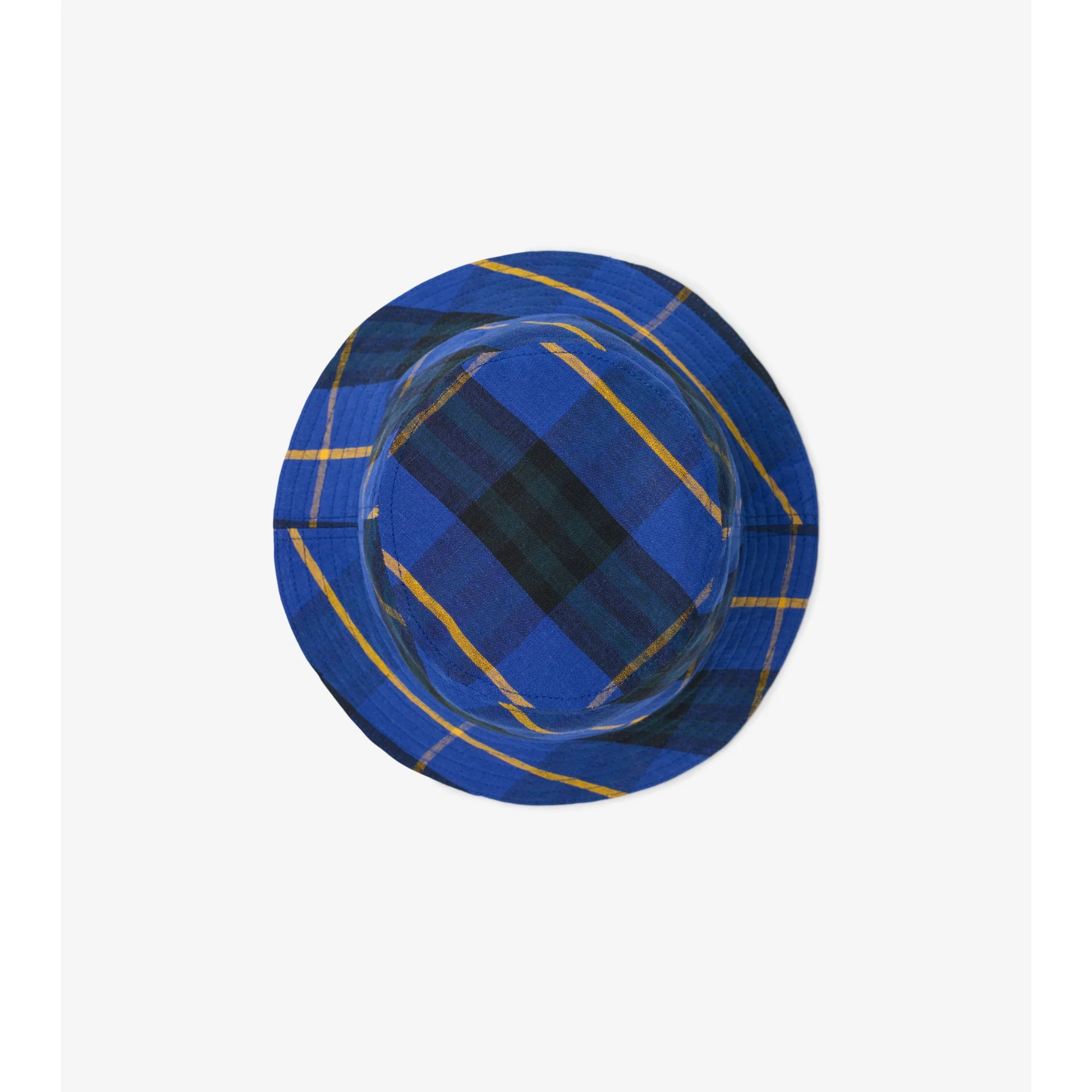 Check Linen Bucket Hat - Bright Navy IP Check - Image 6