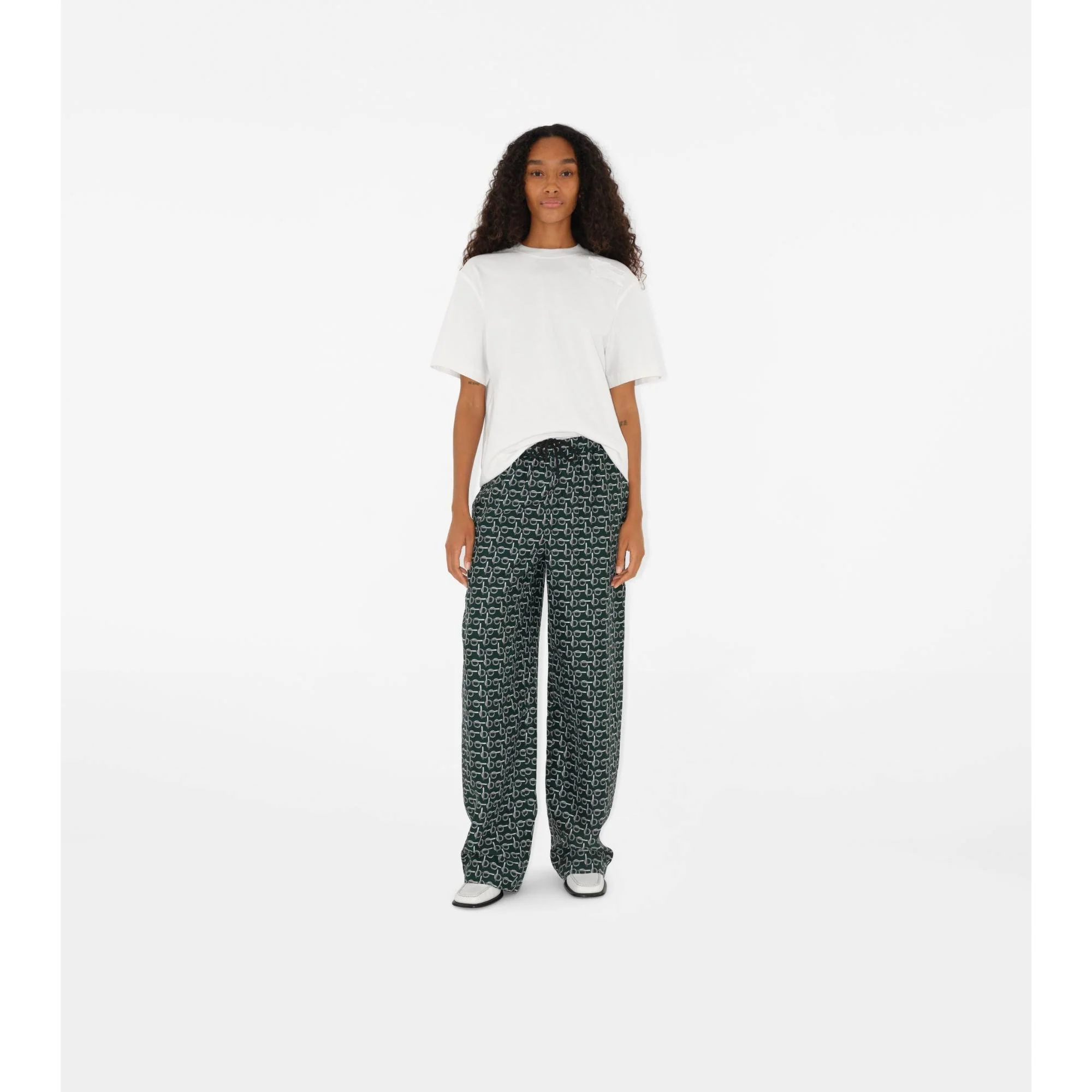B Silk Trousers - Silver/Green - Image 2