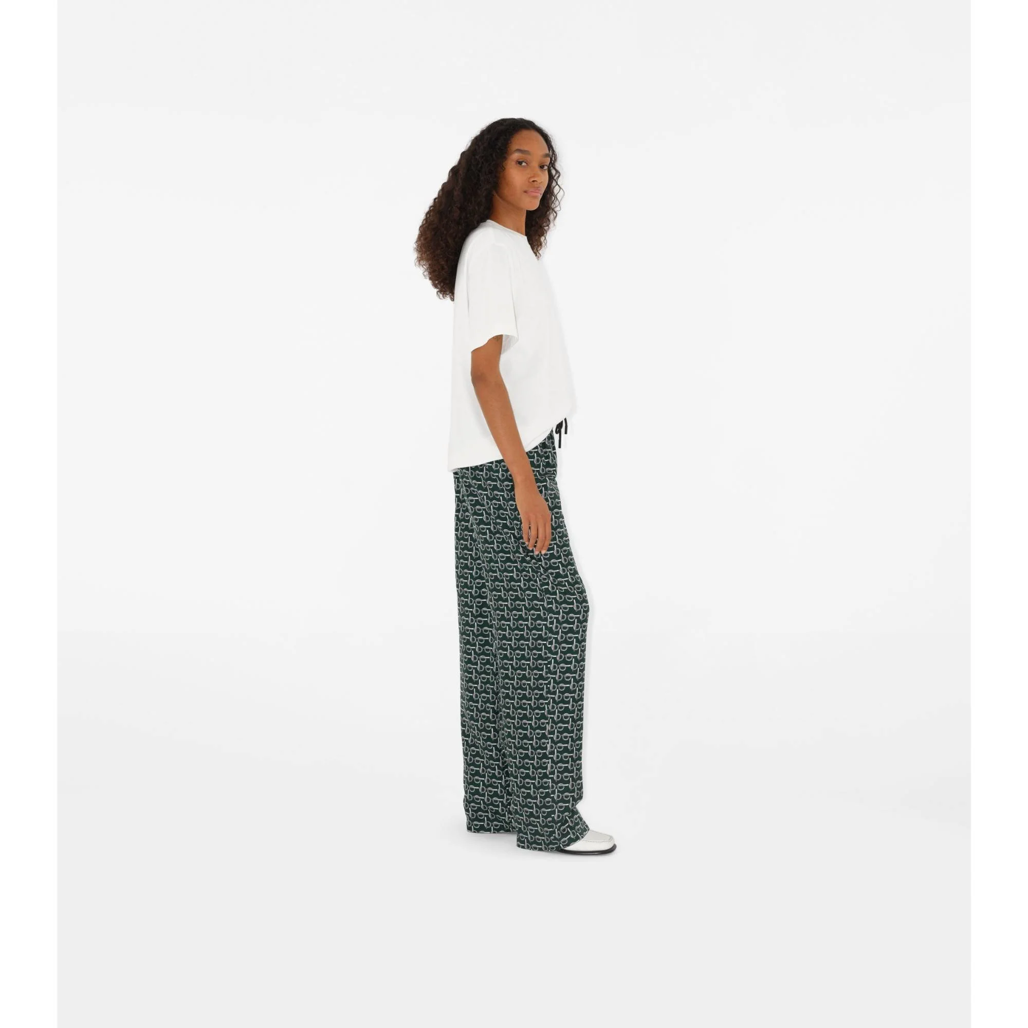 B Silk Trousers - Silver/Green - Image 3