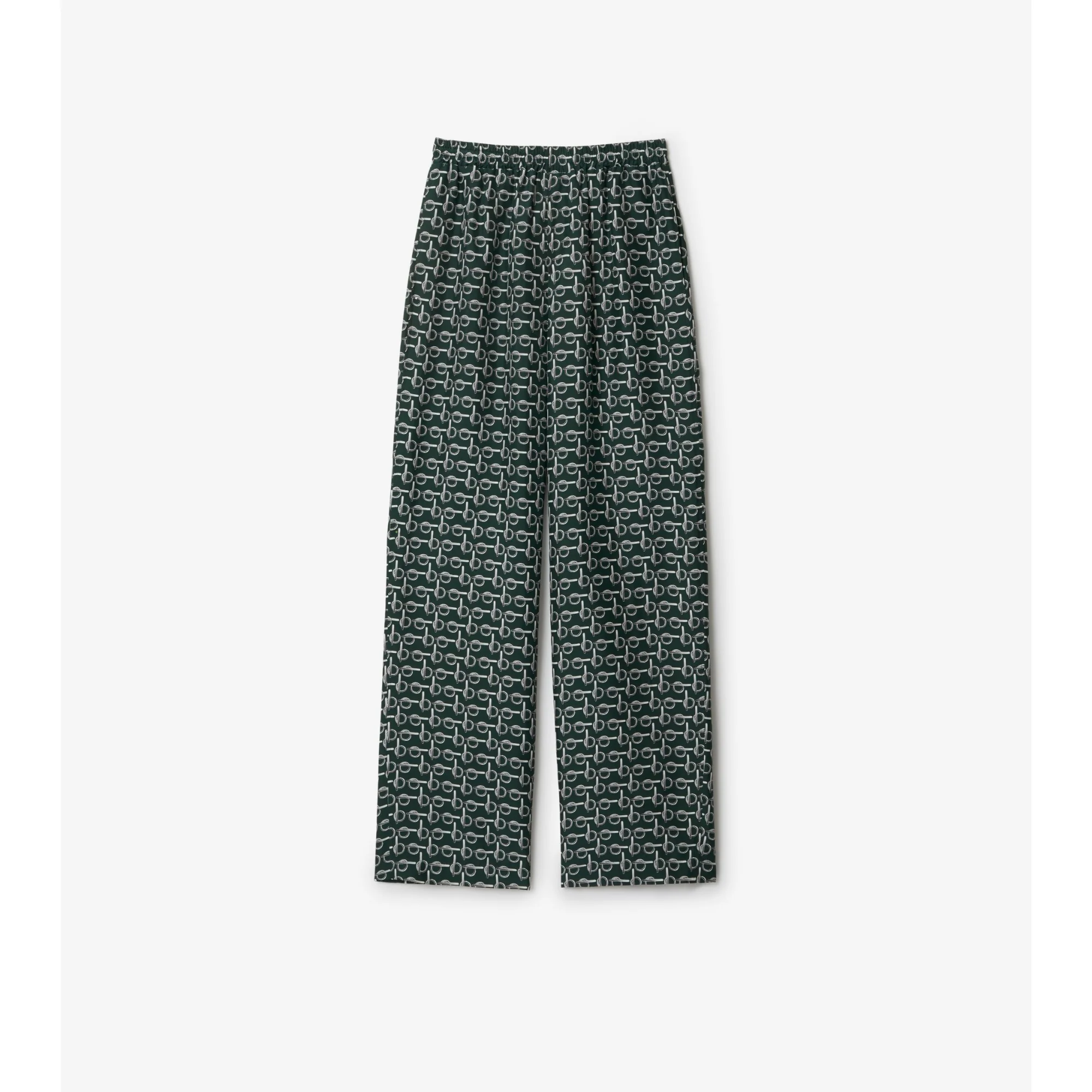 B Silk Trousers - Silver/Green