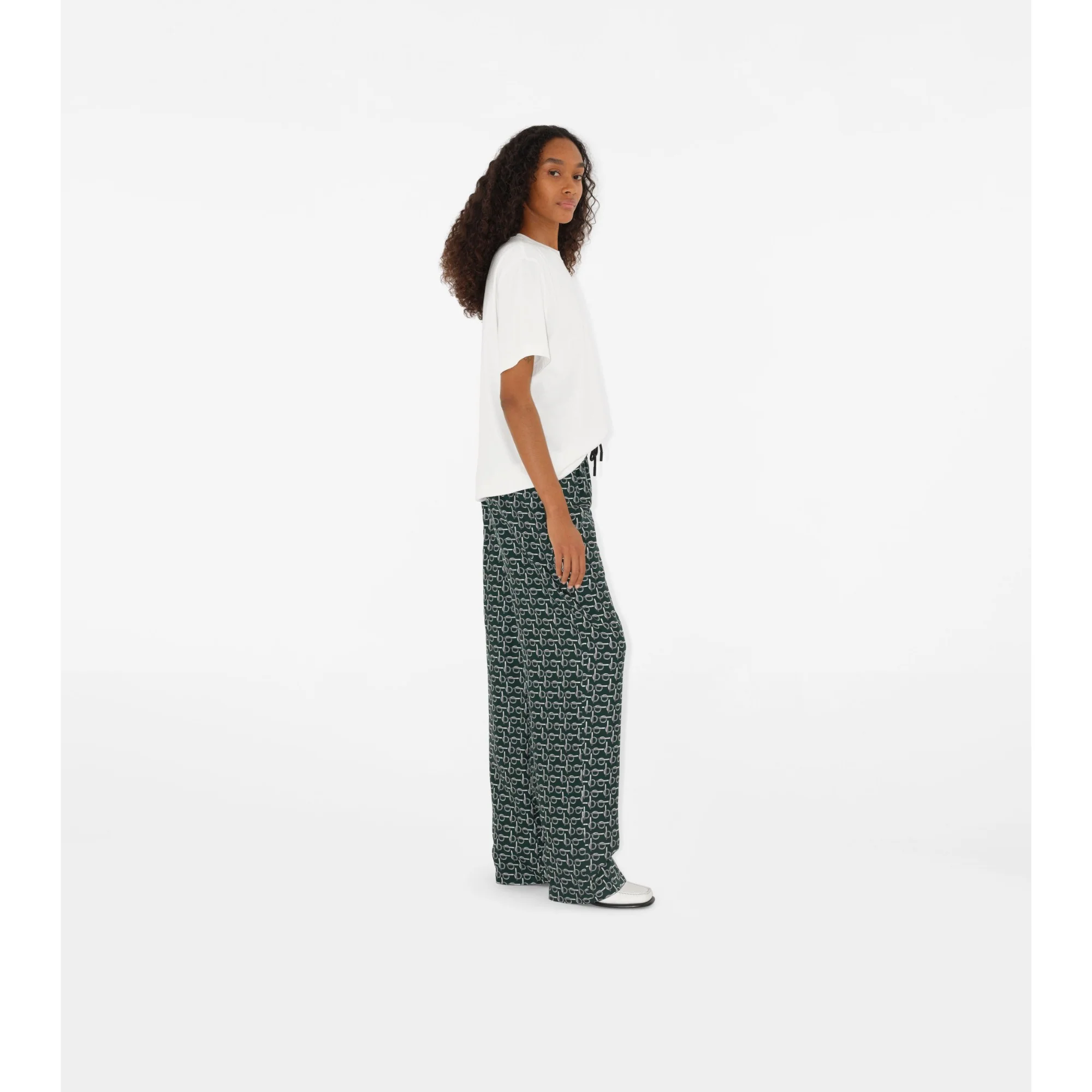 B Silk Trousers - Silver/Green - Image 3
