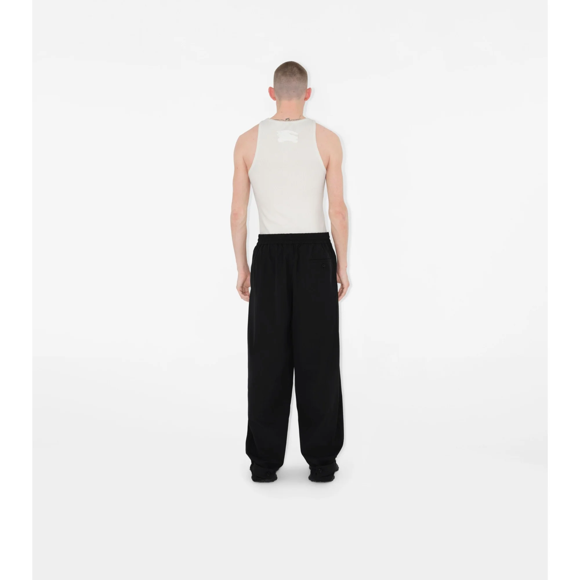Cotton Blend Tailored Trousers - Black - Image 4