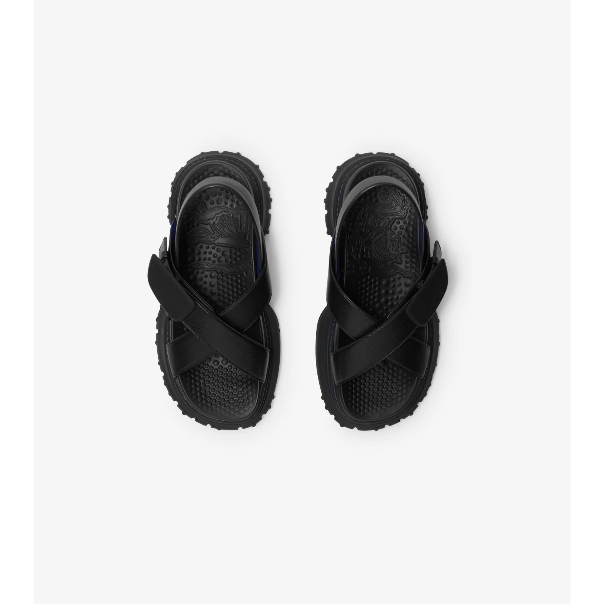 Leather Pebble Sandals - Black - Image 4