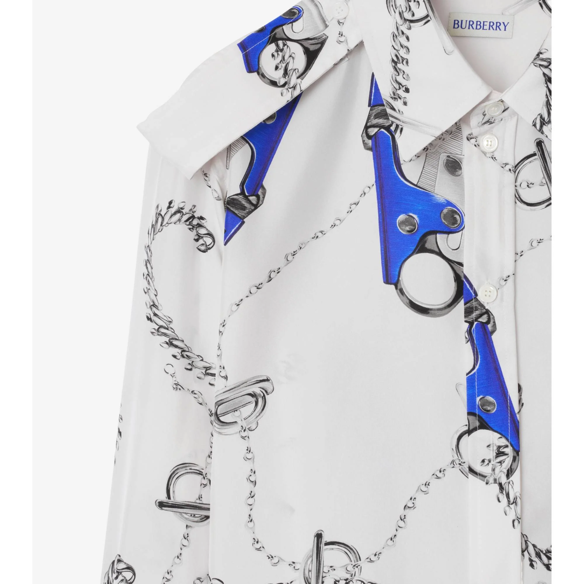 Knight Hardware Silk Shirt - Blue/White - Image 7