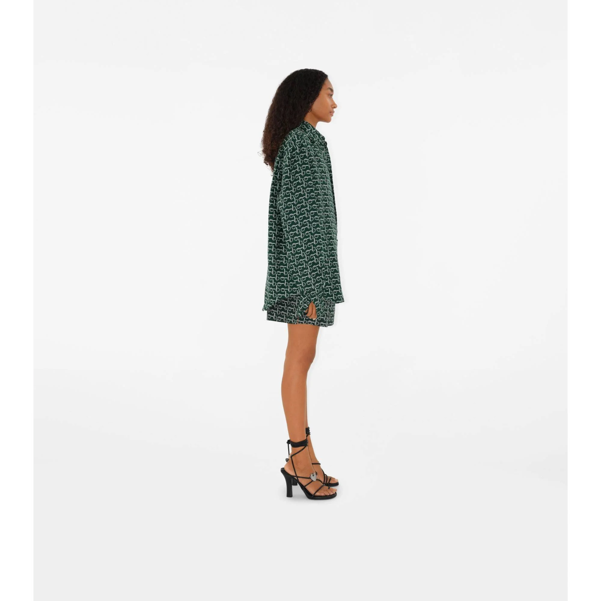 B Silk Shorts - Silver/Green - Image 3