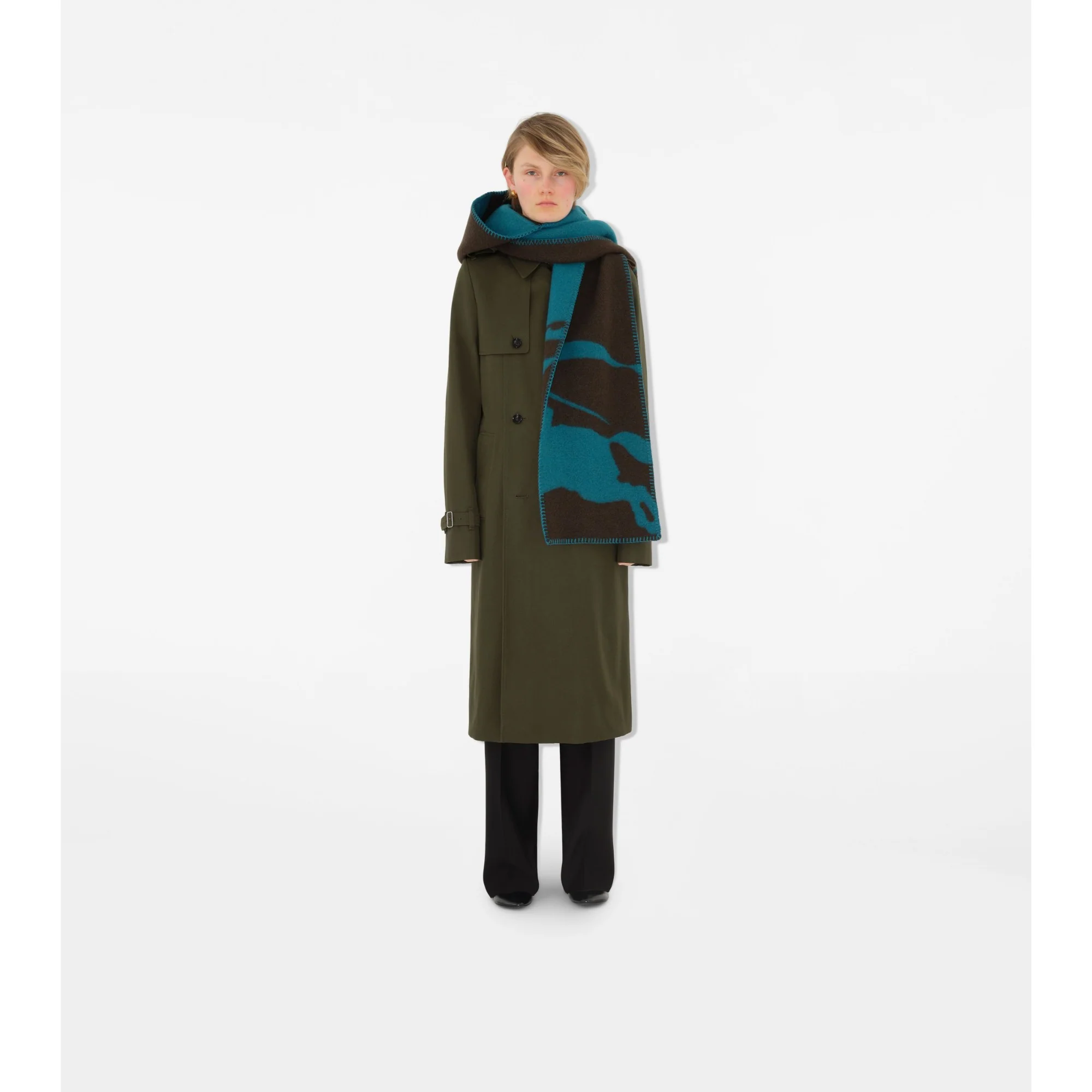 EKD Wool Hooded Scarf - Kingfisher/Snug - Image 2