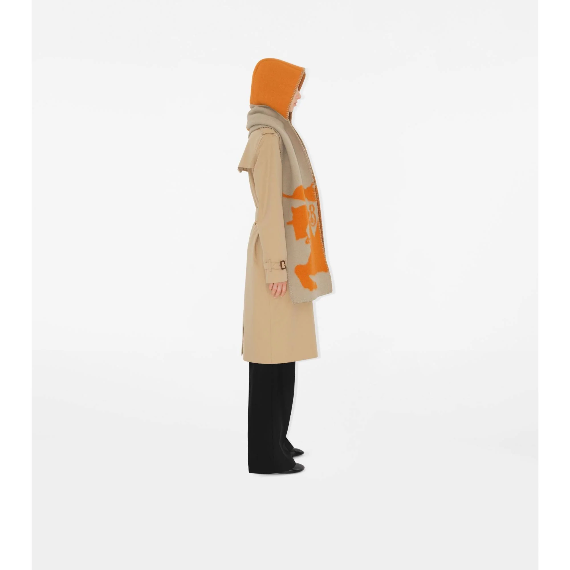EKD Wool Hooded Scarf - Hunter/Pumpkin - Image 3