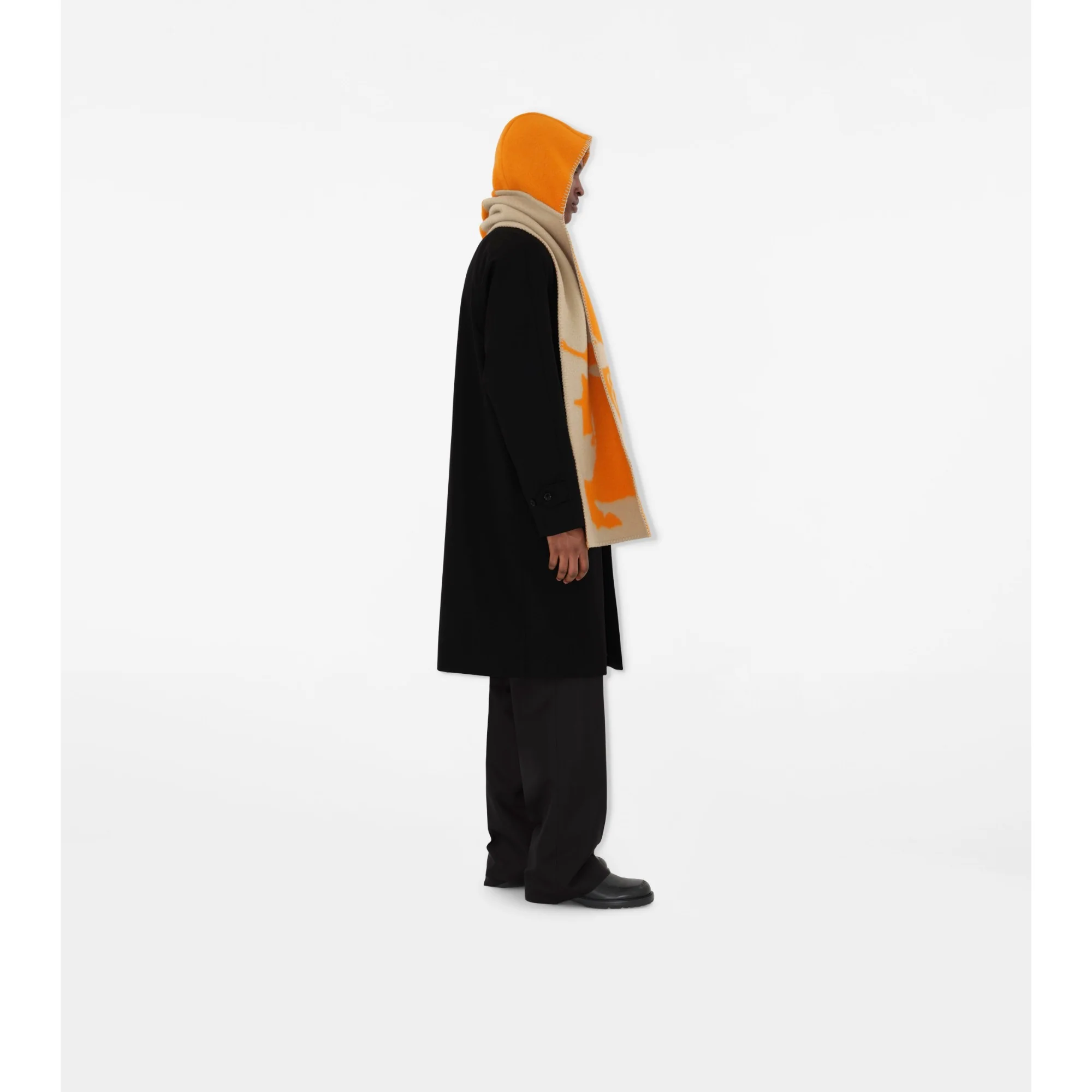 EKD Wool Hooded Scarf - Hunter/Pumpkin - Image 5