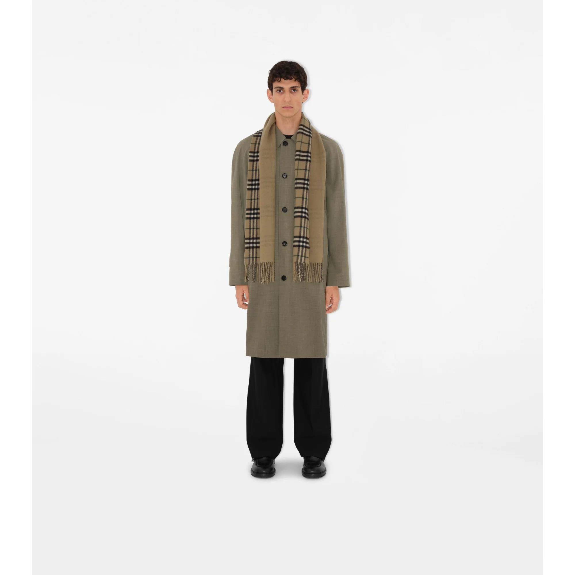Reversible Check Cashmere Scarf - Linden - Image 3
