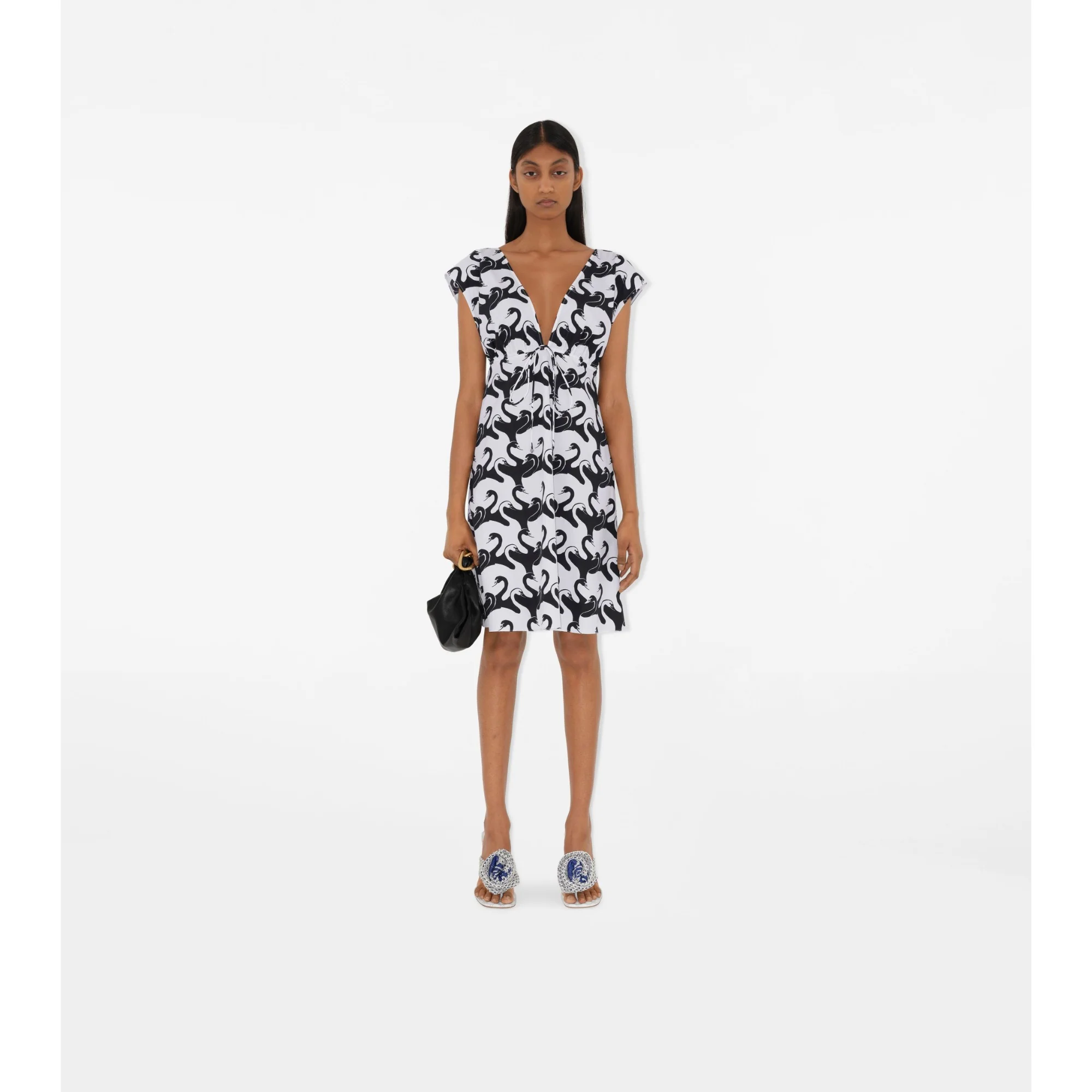 Swan Cotton Dress - Monochrome IP Pattern - Image 2