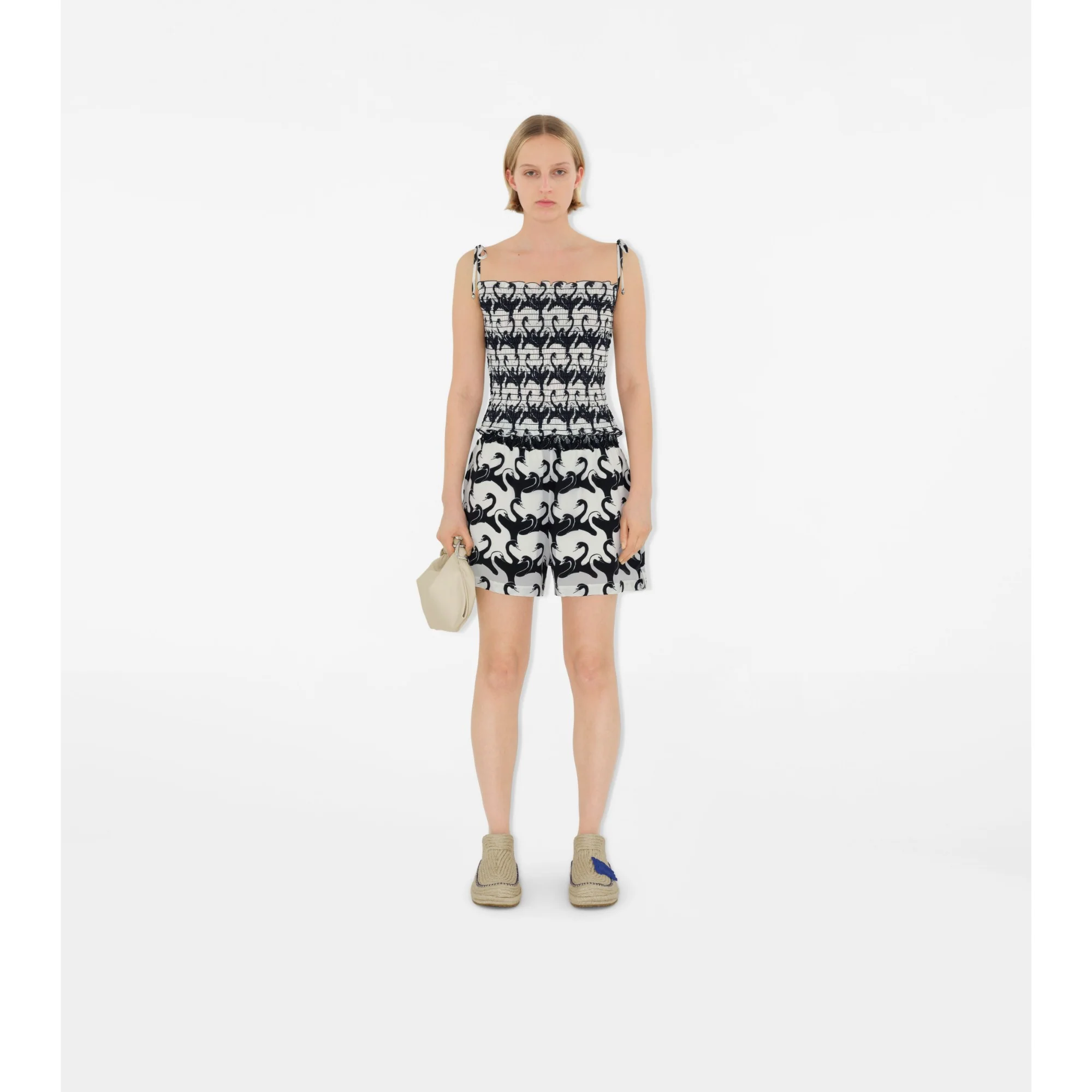 Swan Silk Shorts - Monochrome IP Pattern - Image 2
