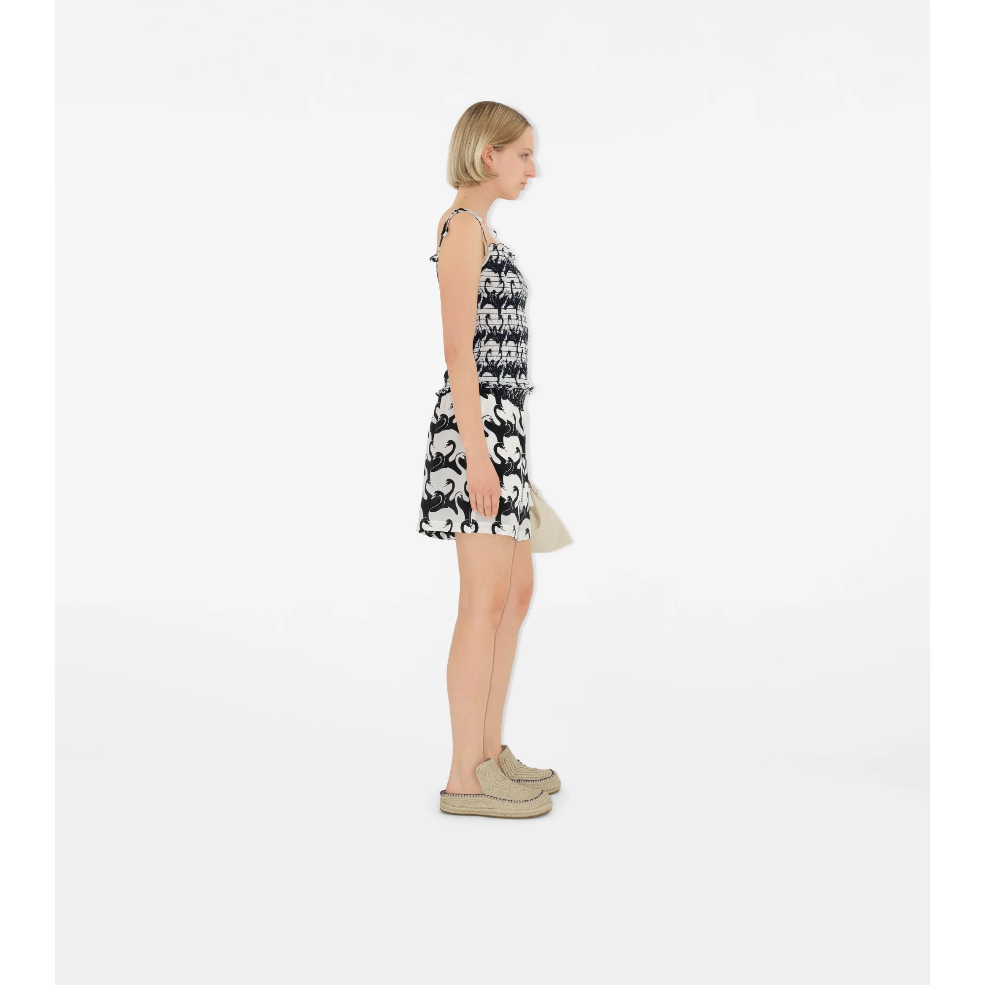 Swan Silk Shorts - Monochrome IP Pattern - Image 3