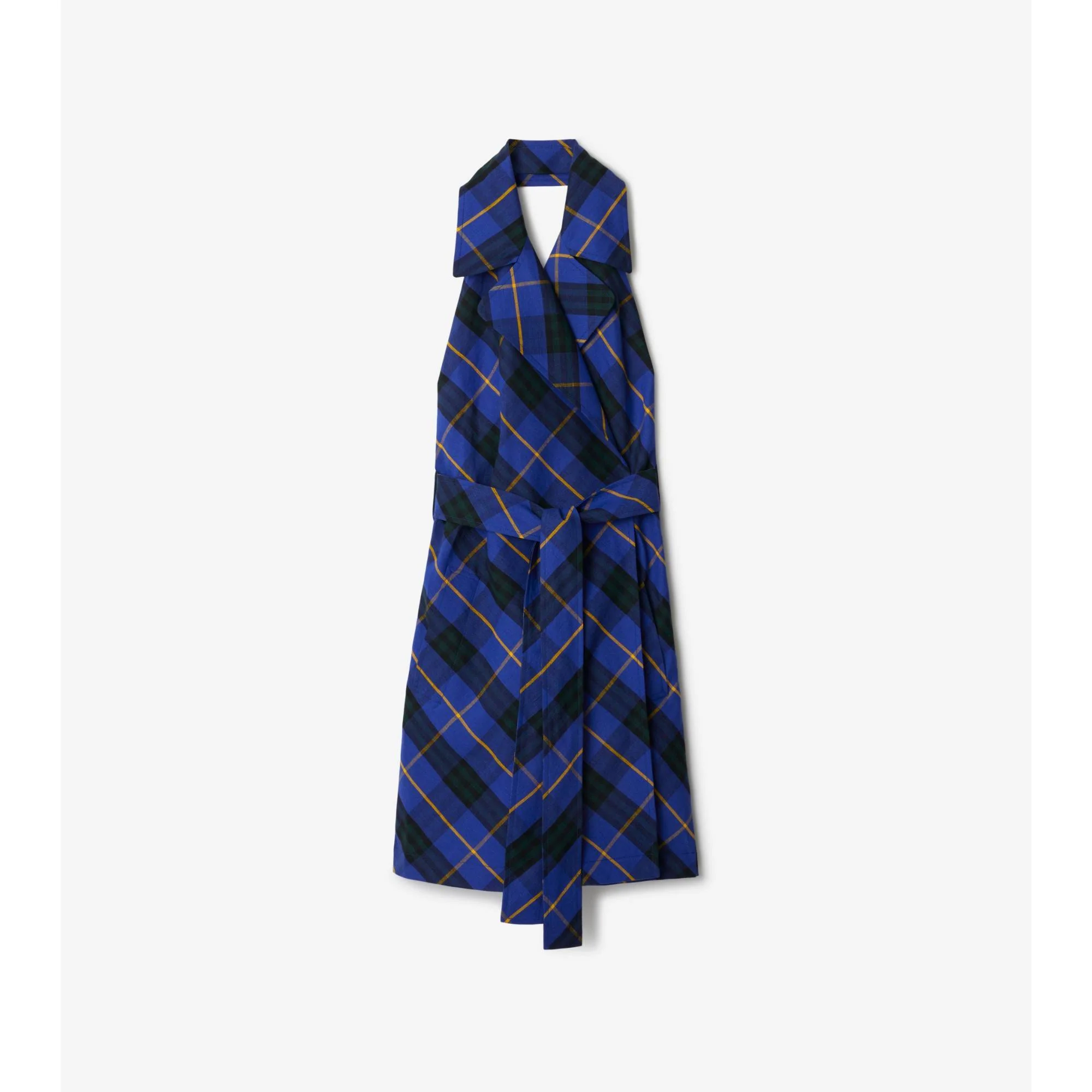 Check Linen Dress - Bright Navy IP Check