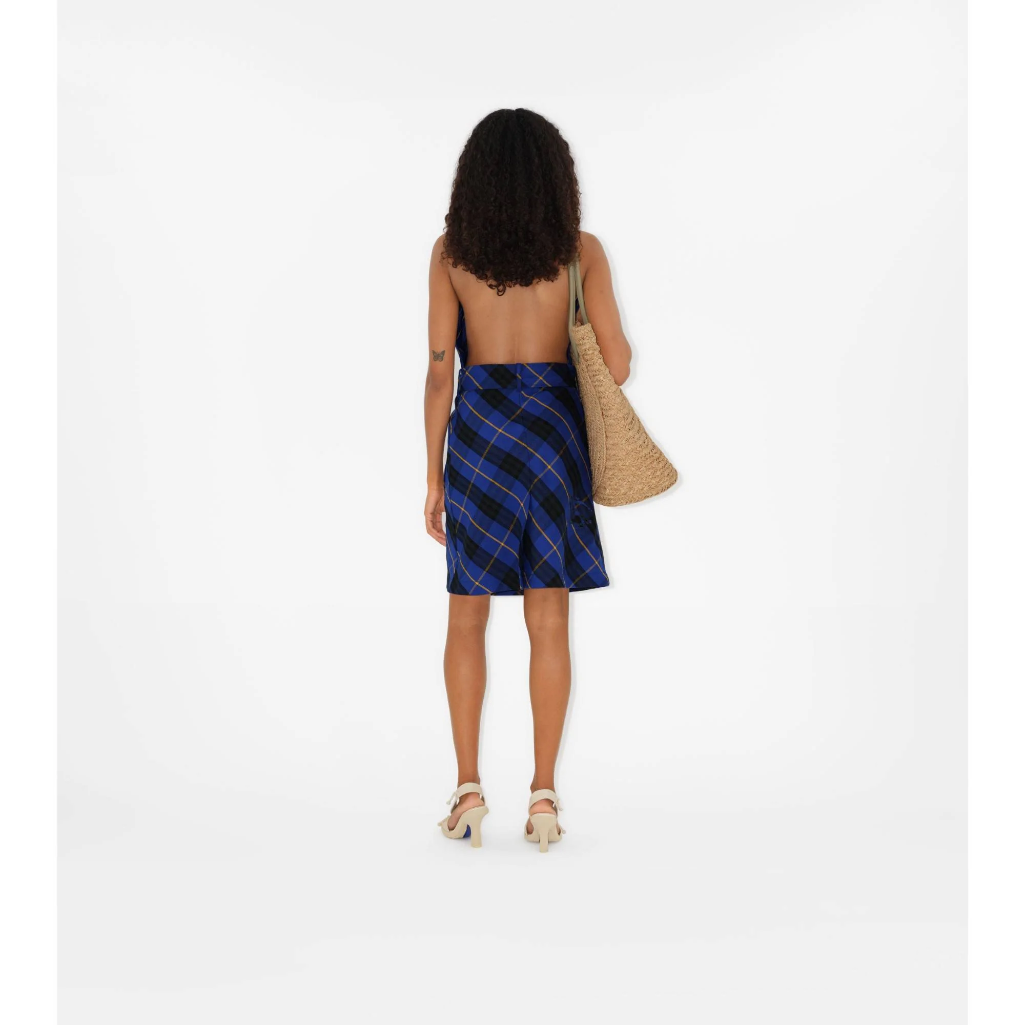 Check Linen Dress - Bright Navy IP Check - Image 4