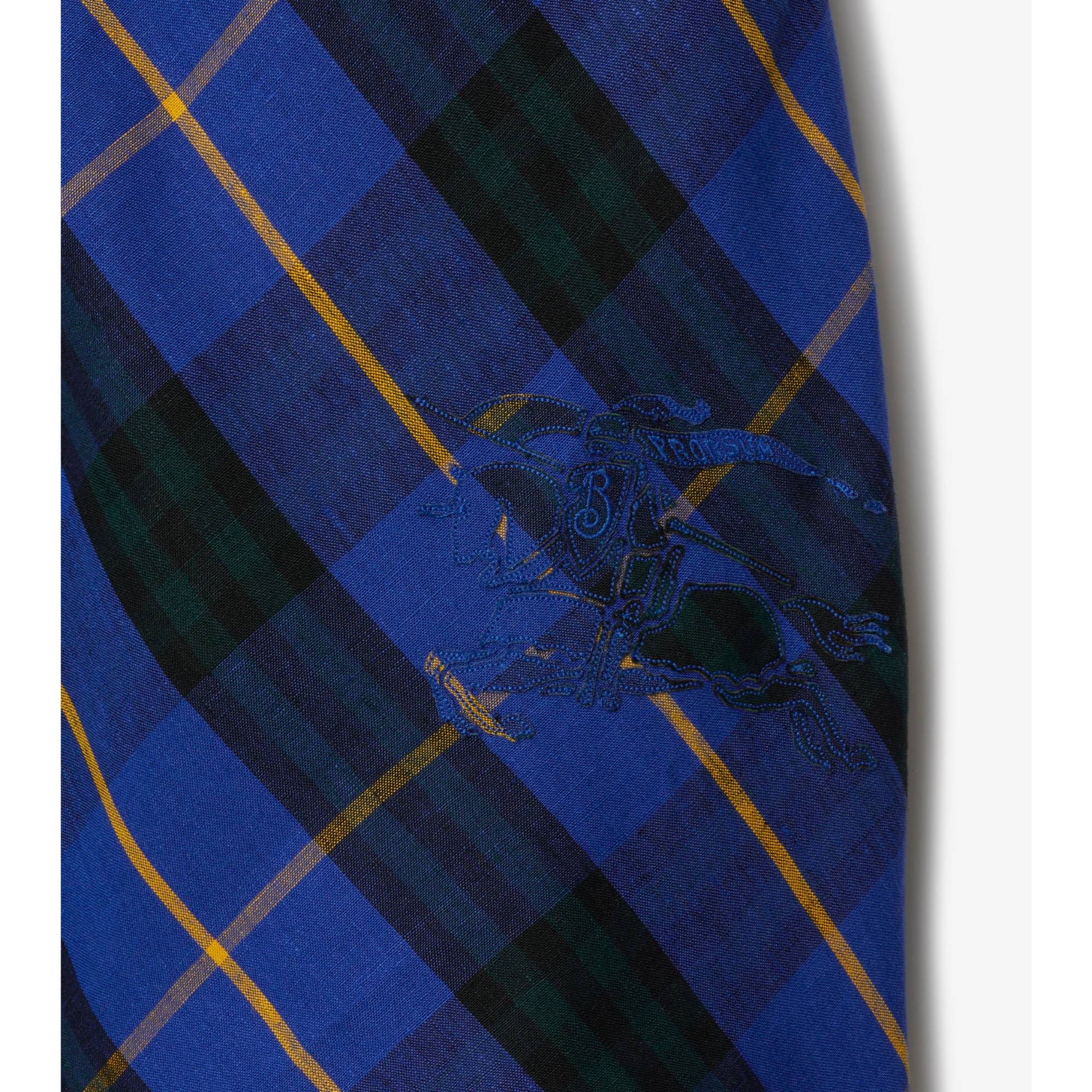 Check Linen Dress - Bright Navy IP Check - Image 6