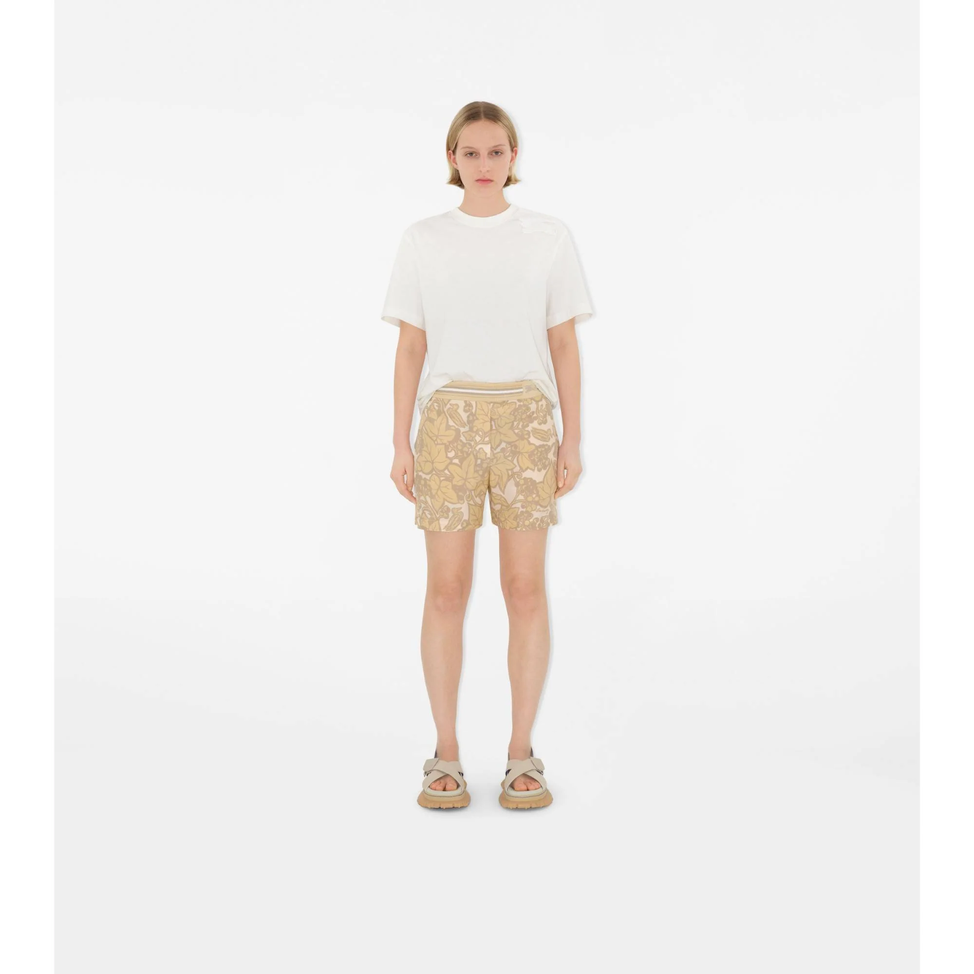Ivy Silk Shorts - Flax IP Pattern - Image 2
