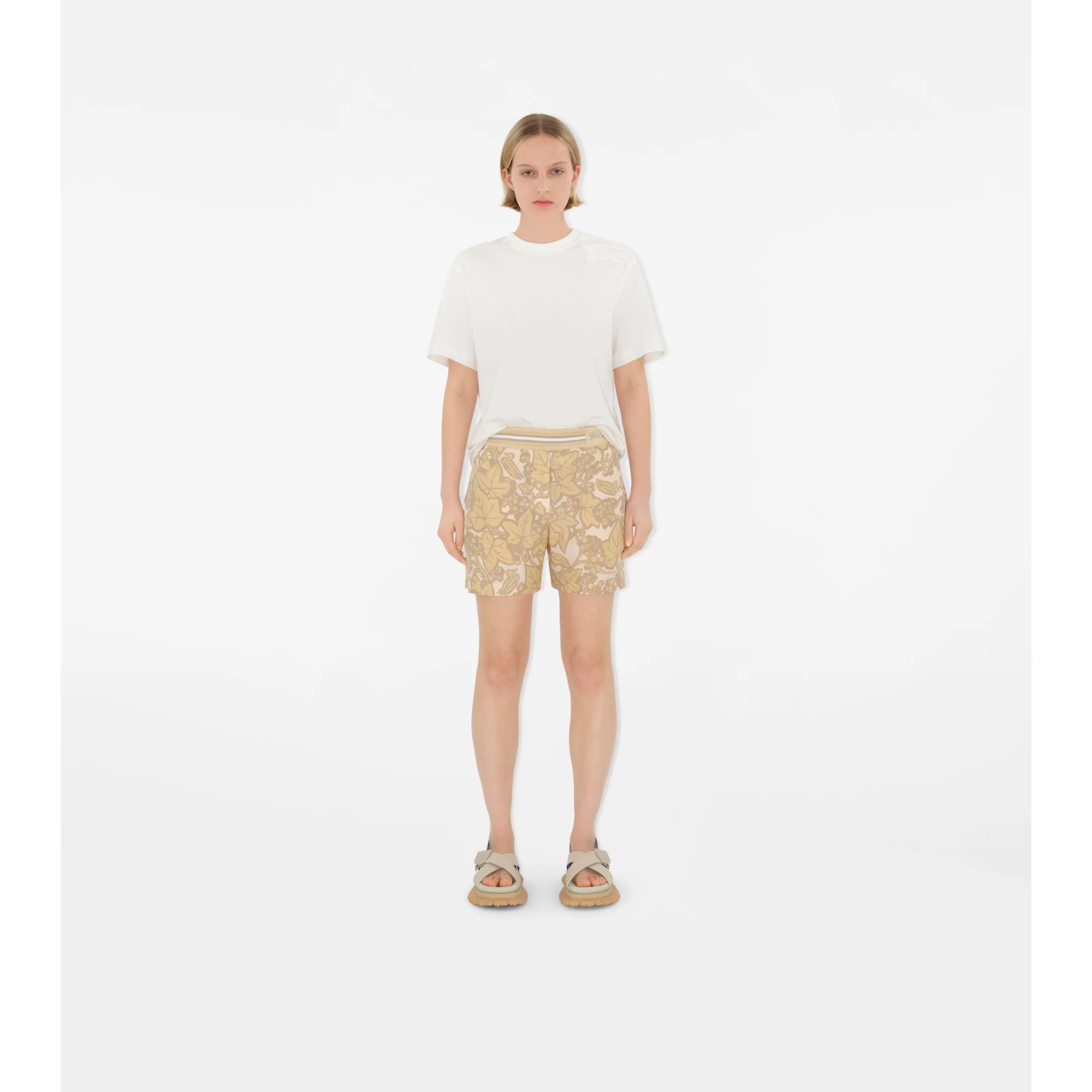 Ivy Silk Shorts - Flax IP Pattern - Image 2