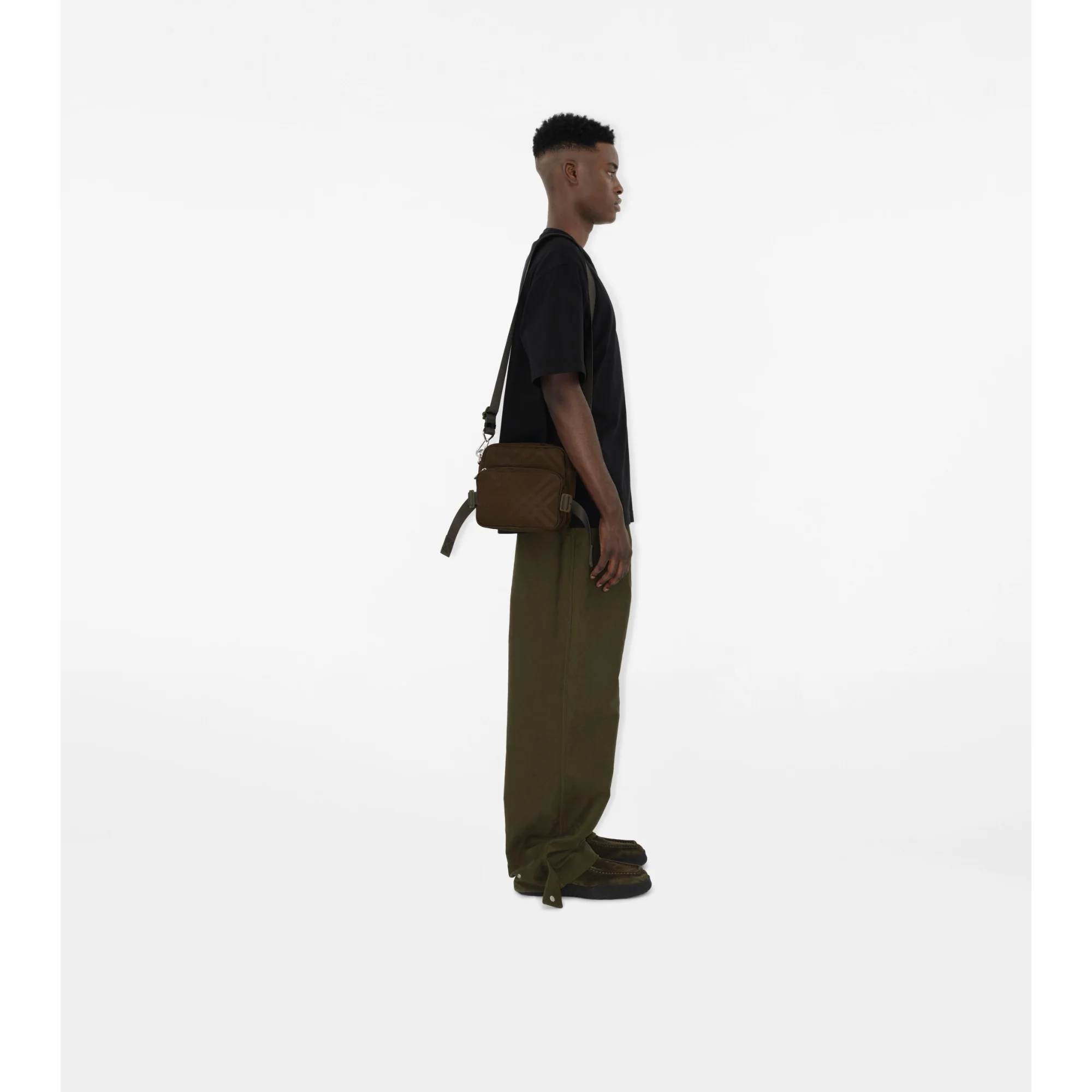 Check Jacquard Pocket Crossbody Bag - Military - Image 3