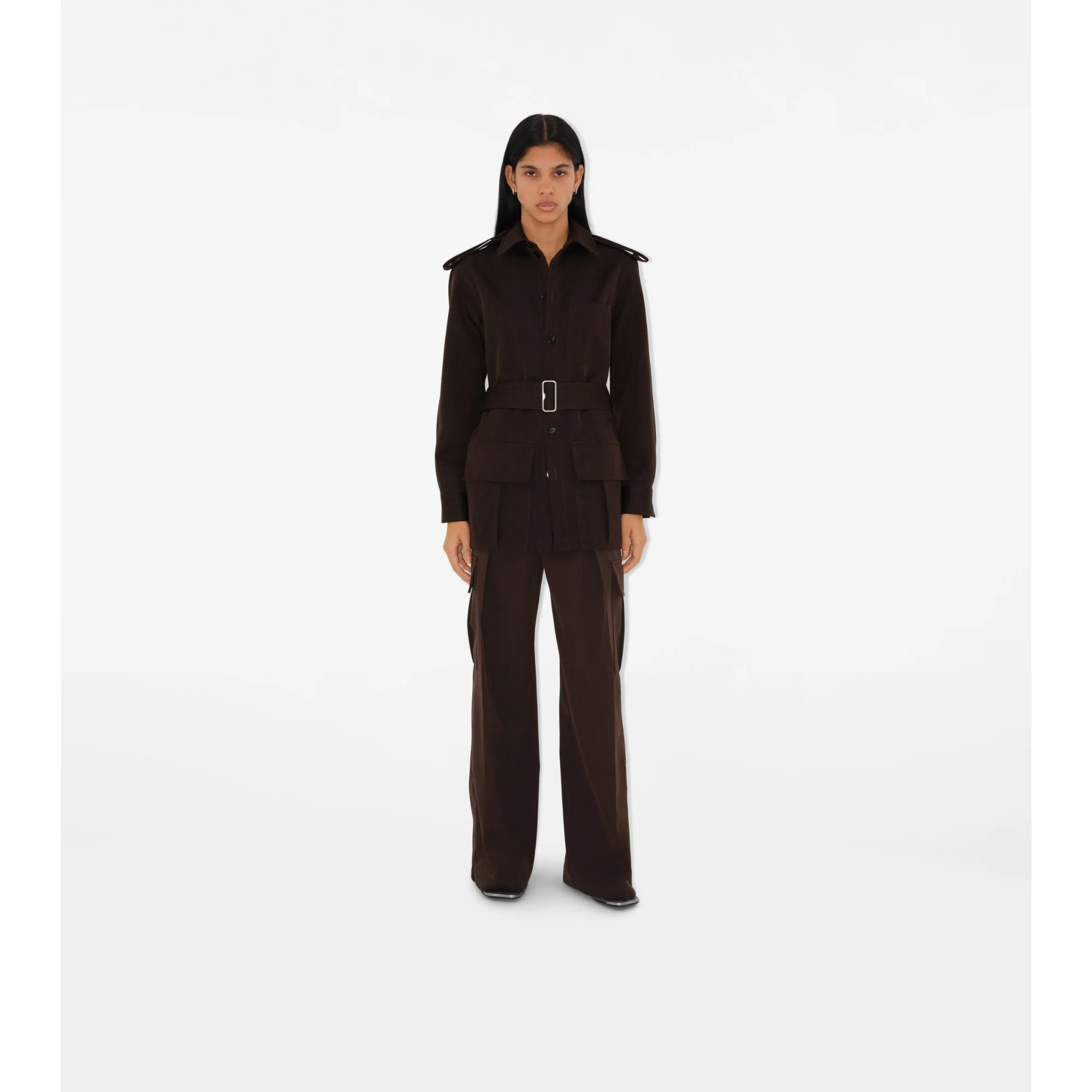 Wool Safari Shirt - Brown Black - Image 2