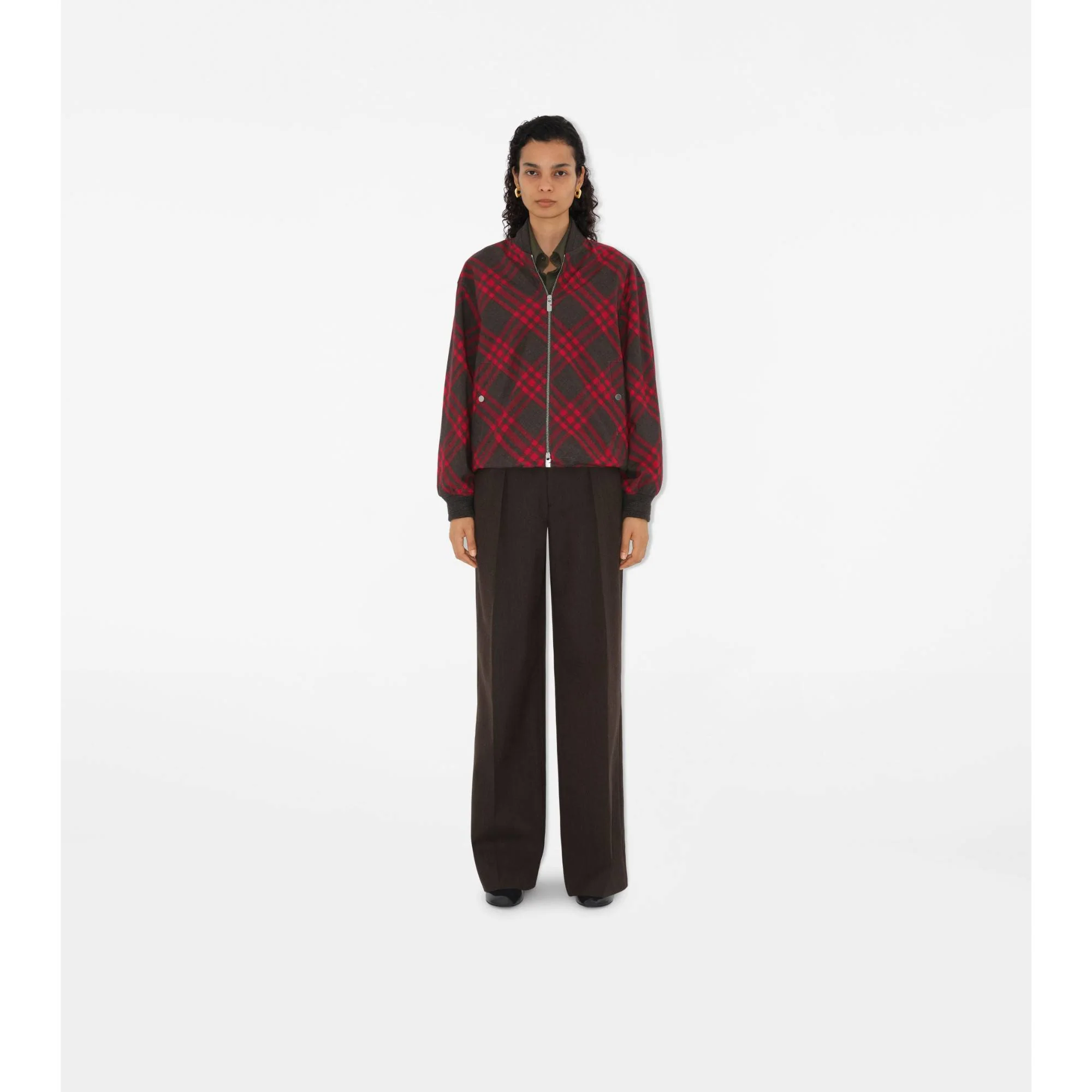 Check Wool Blend Bomber Jacket - Loch IP Check - Image 2