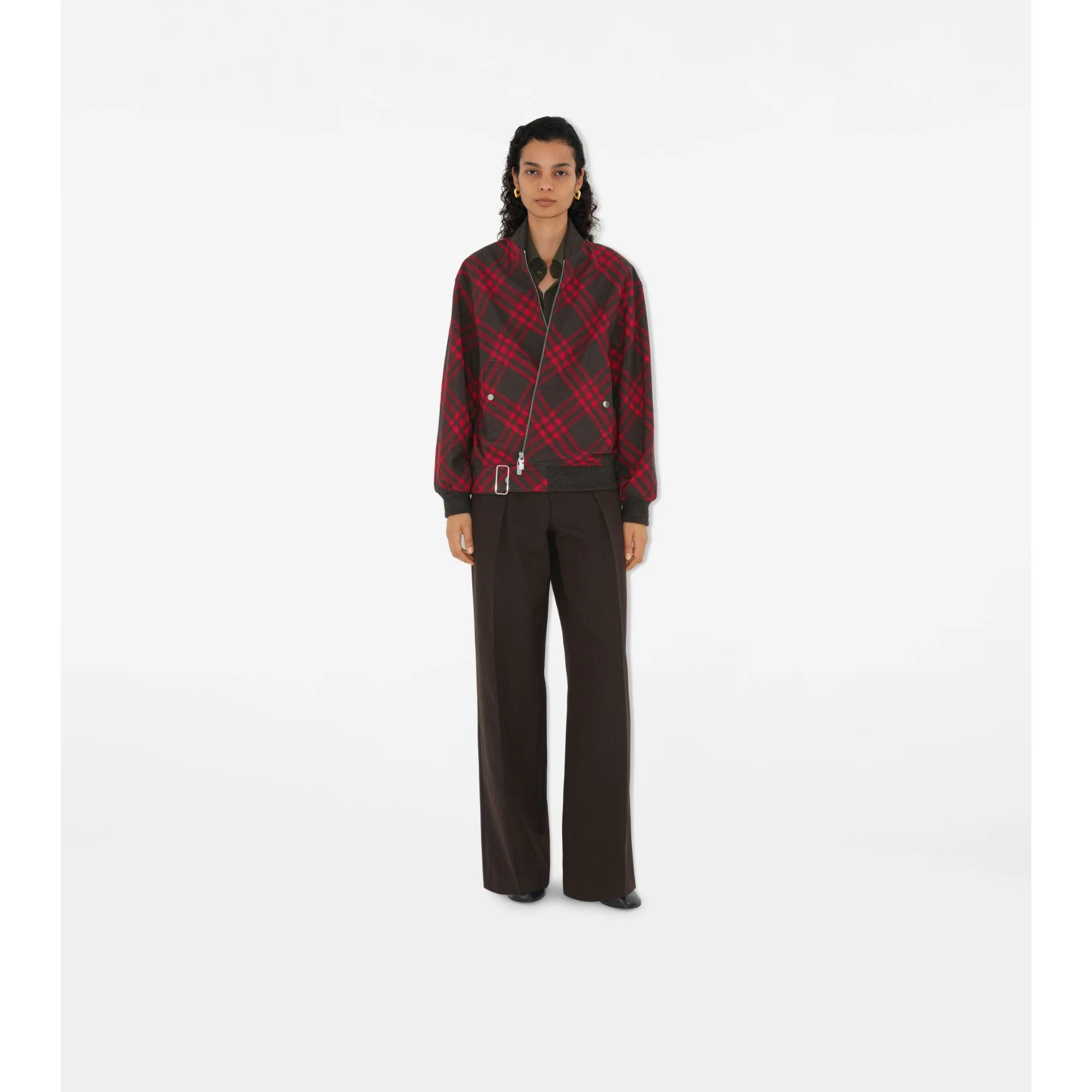 Check Wool Blend Bomber Jacket - Loch IP Check - Image 2