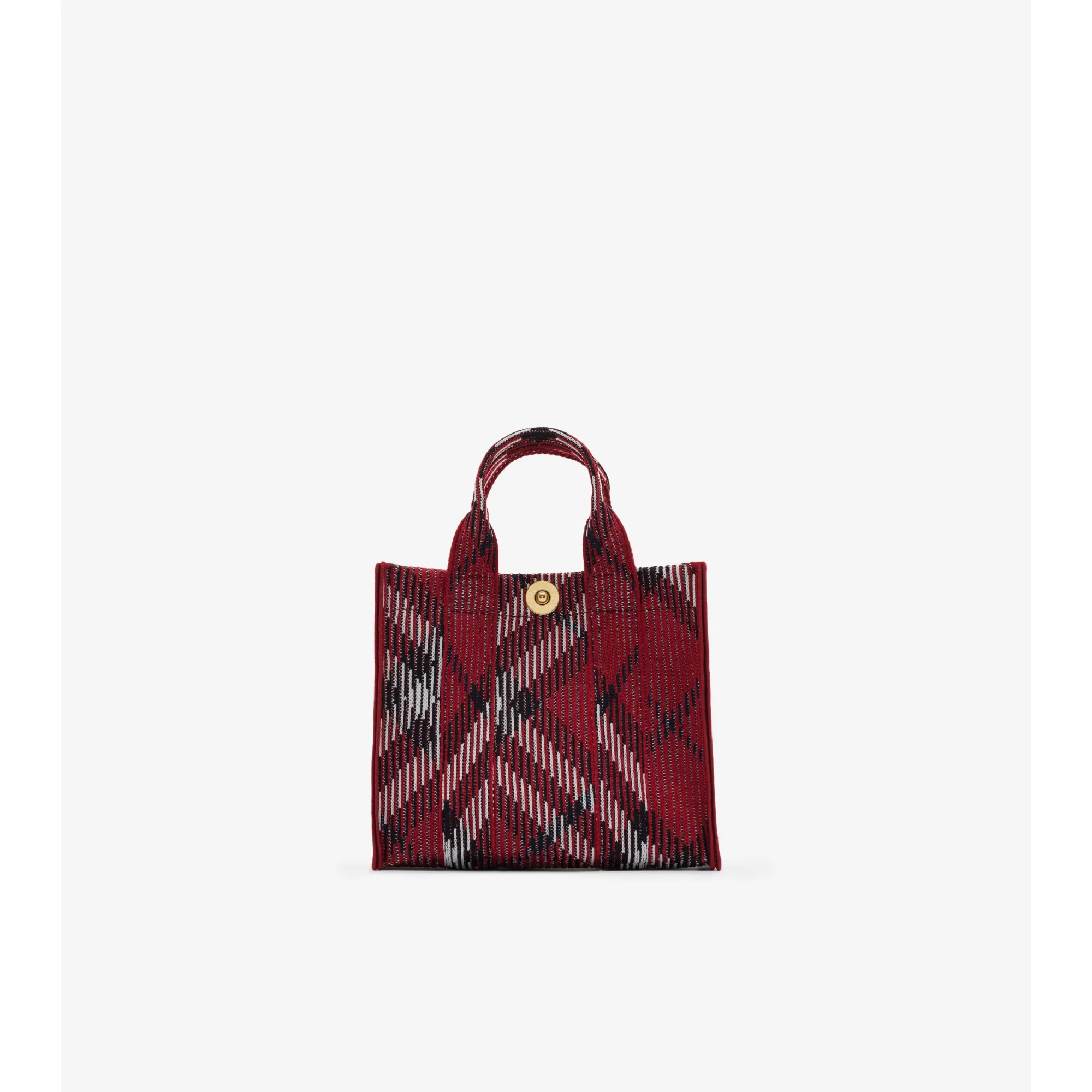 Mini Check Knitted Tote - Scarlet