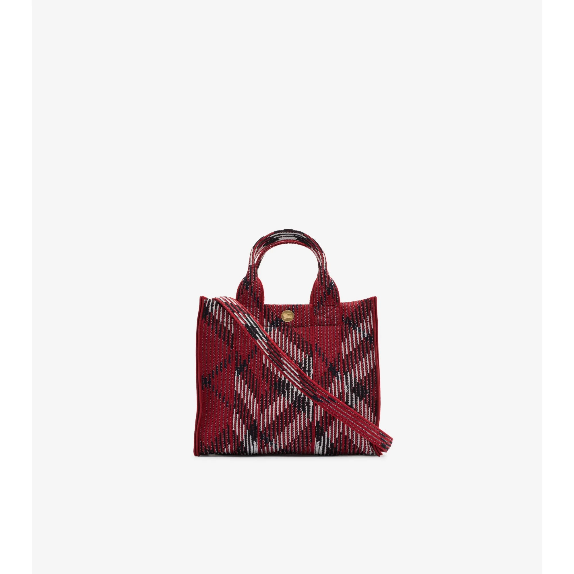 Mini Check Knitted Tote - Scarlet - Image 6