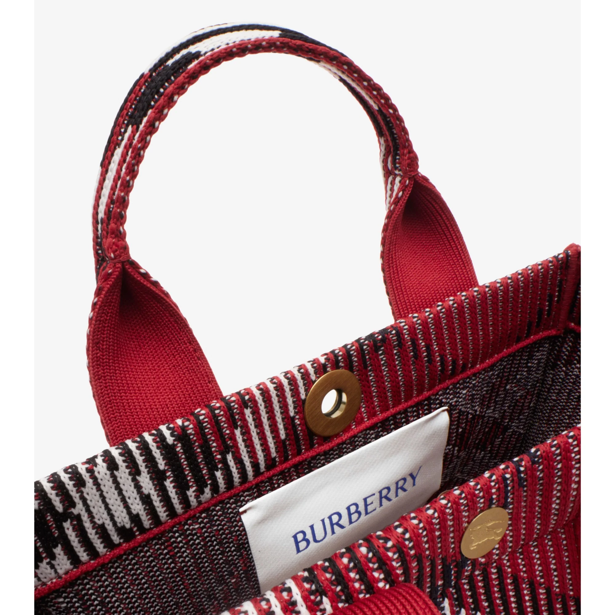 Mini Check Knitted Tote - Scarlet - Image 7