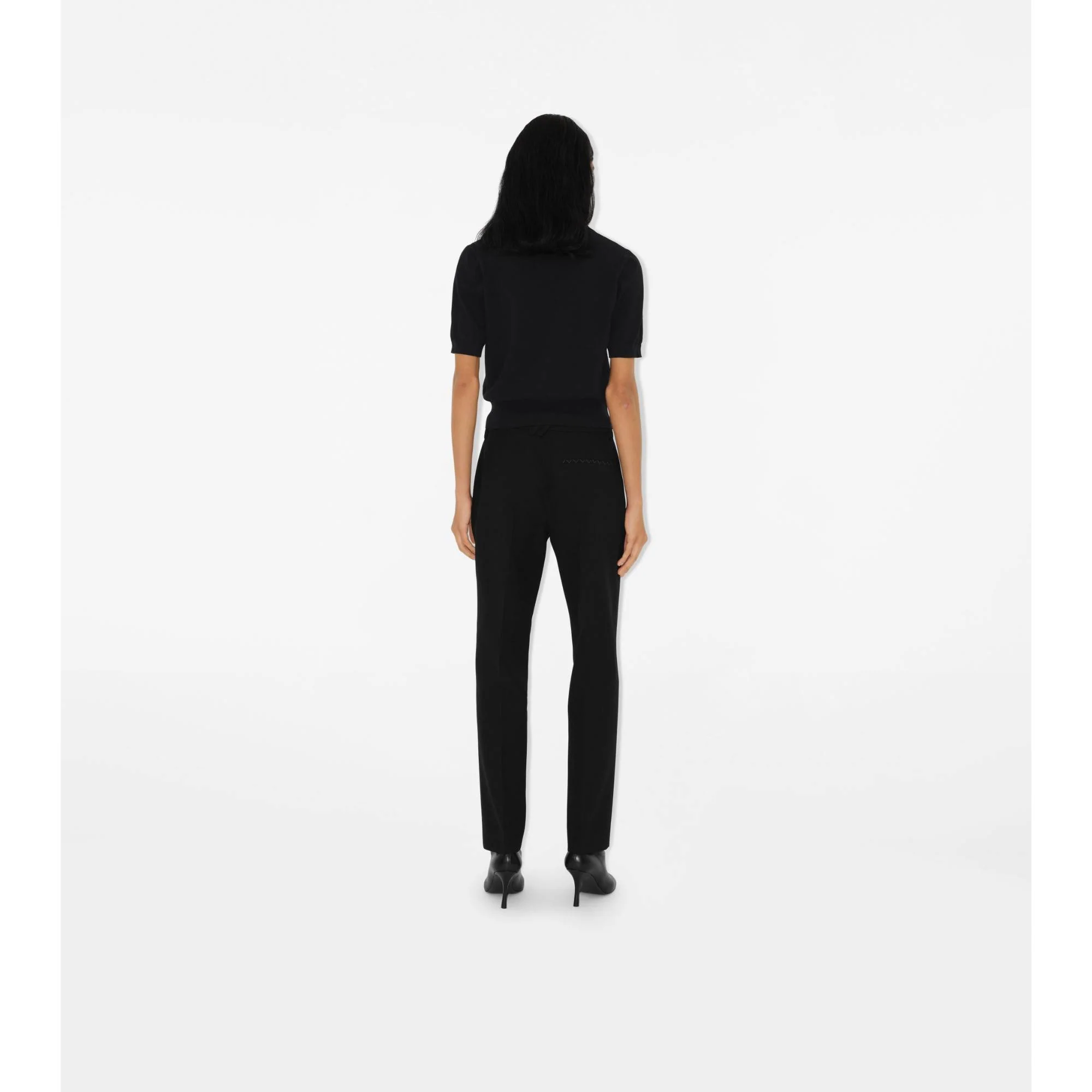 Cotton Blend Polo Shirt - Black - Image 4