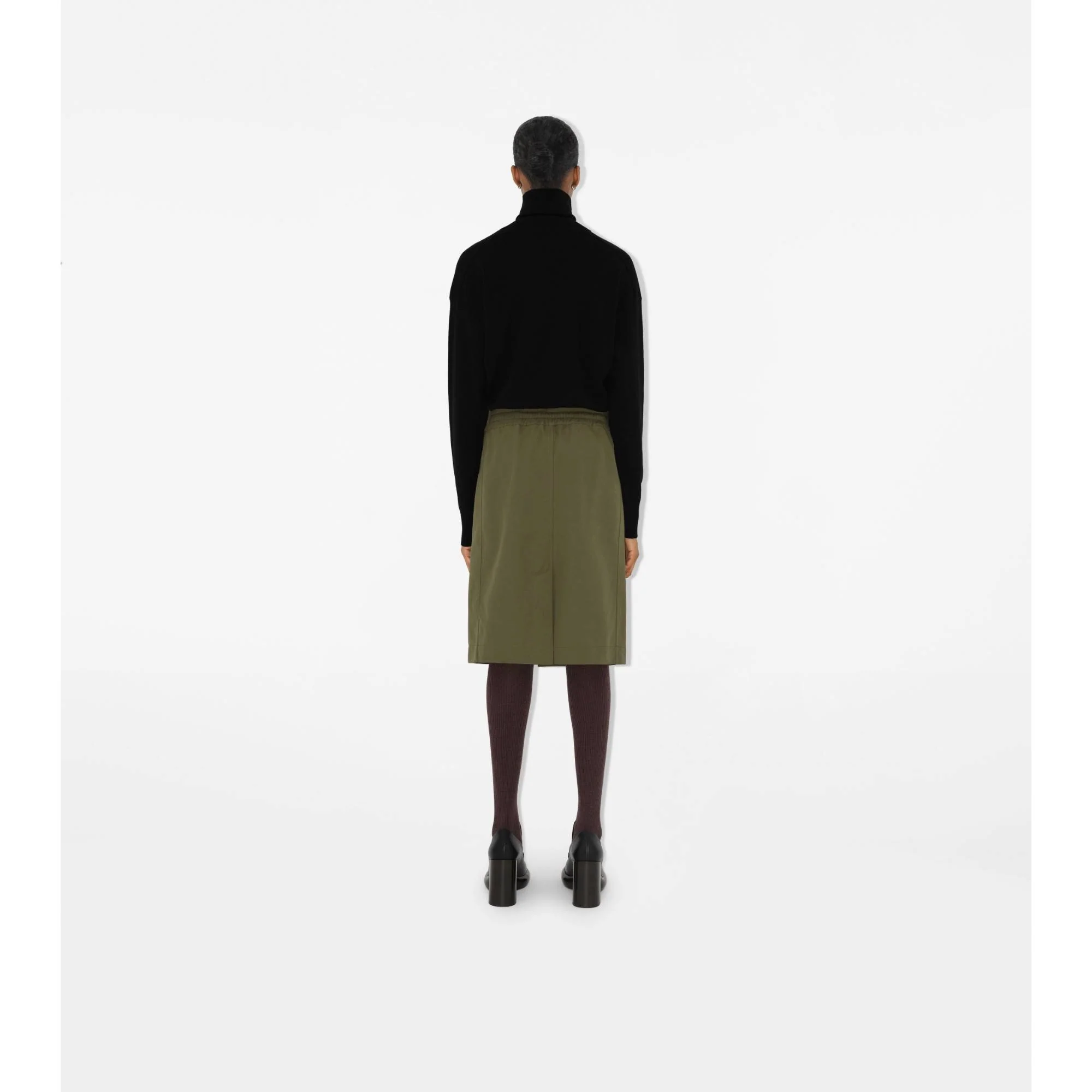 Cotton Blend Skirt - Khaki - Image 4
