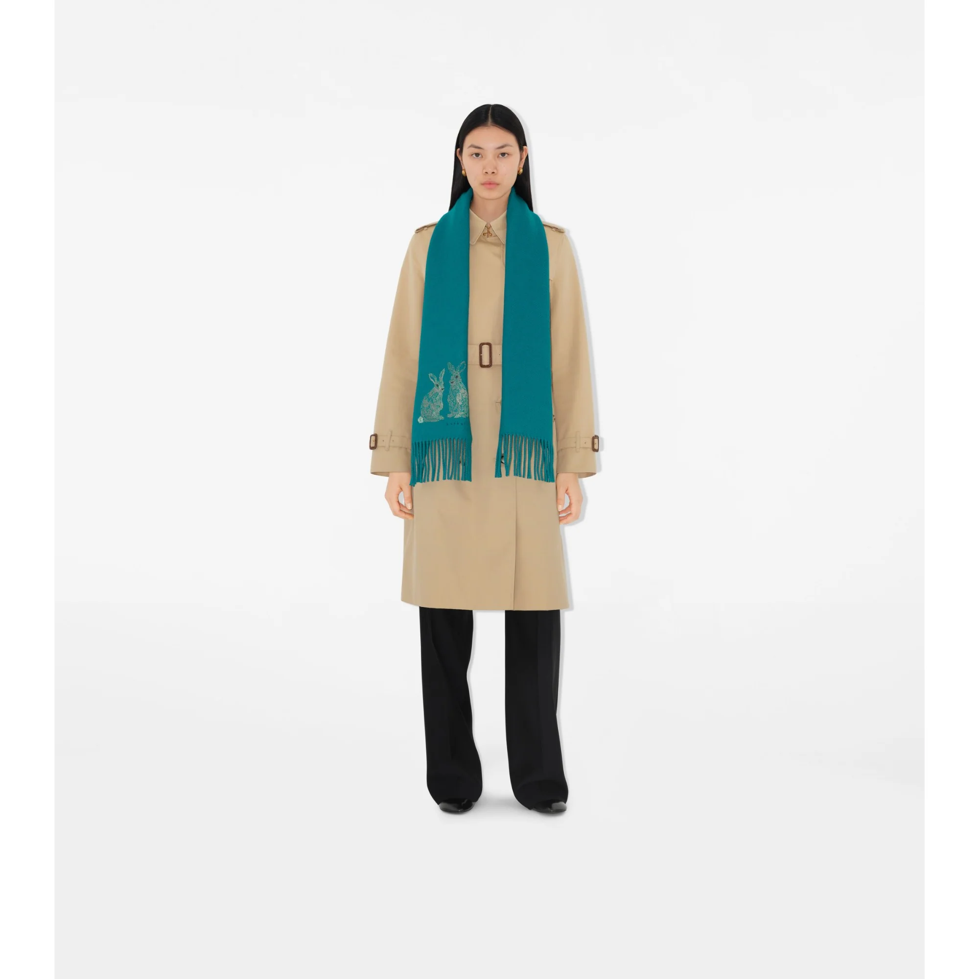 Hare Wool Cashmere Scarf - Kingfisher - Image 2