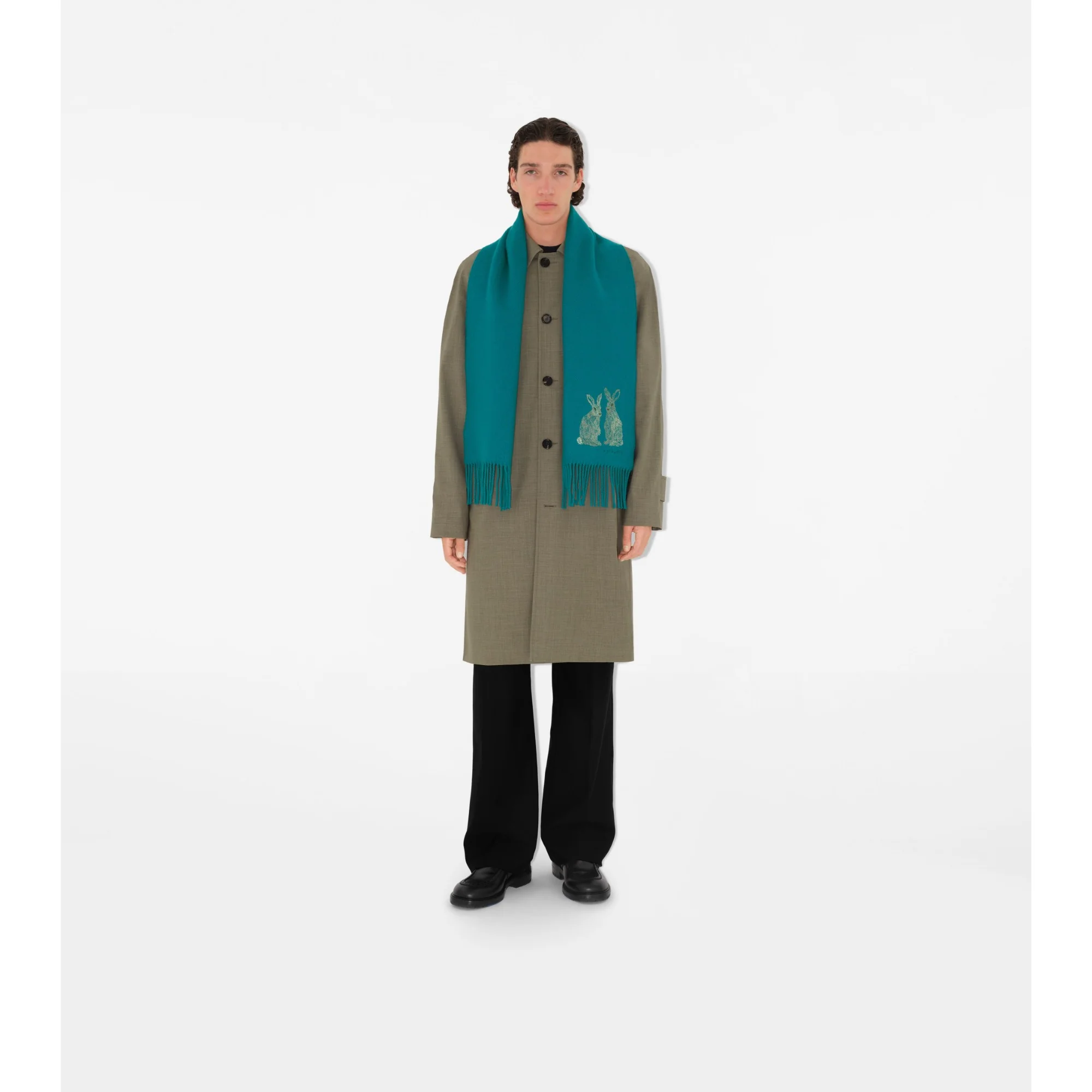 Hare Wool Cashmere Scarf - Kingfisher - Image 3
