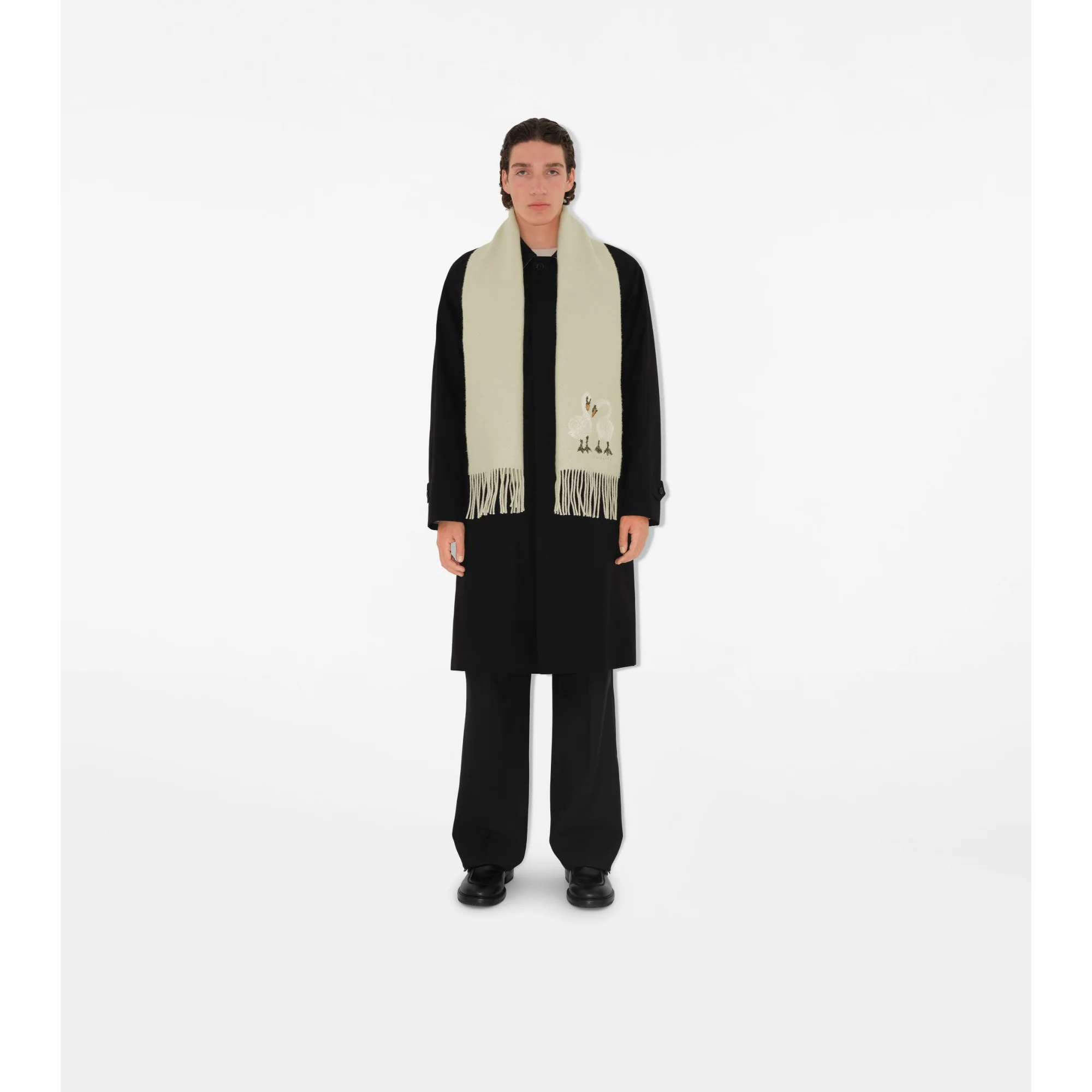 Swan Wool Cashmere Scarf - Plaster - Image 3
