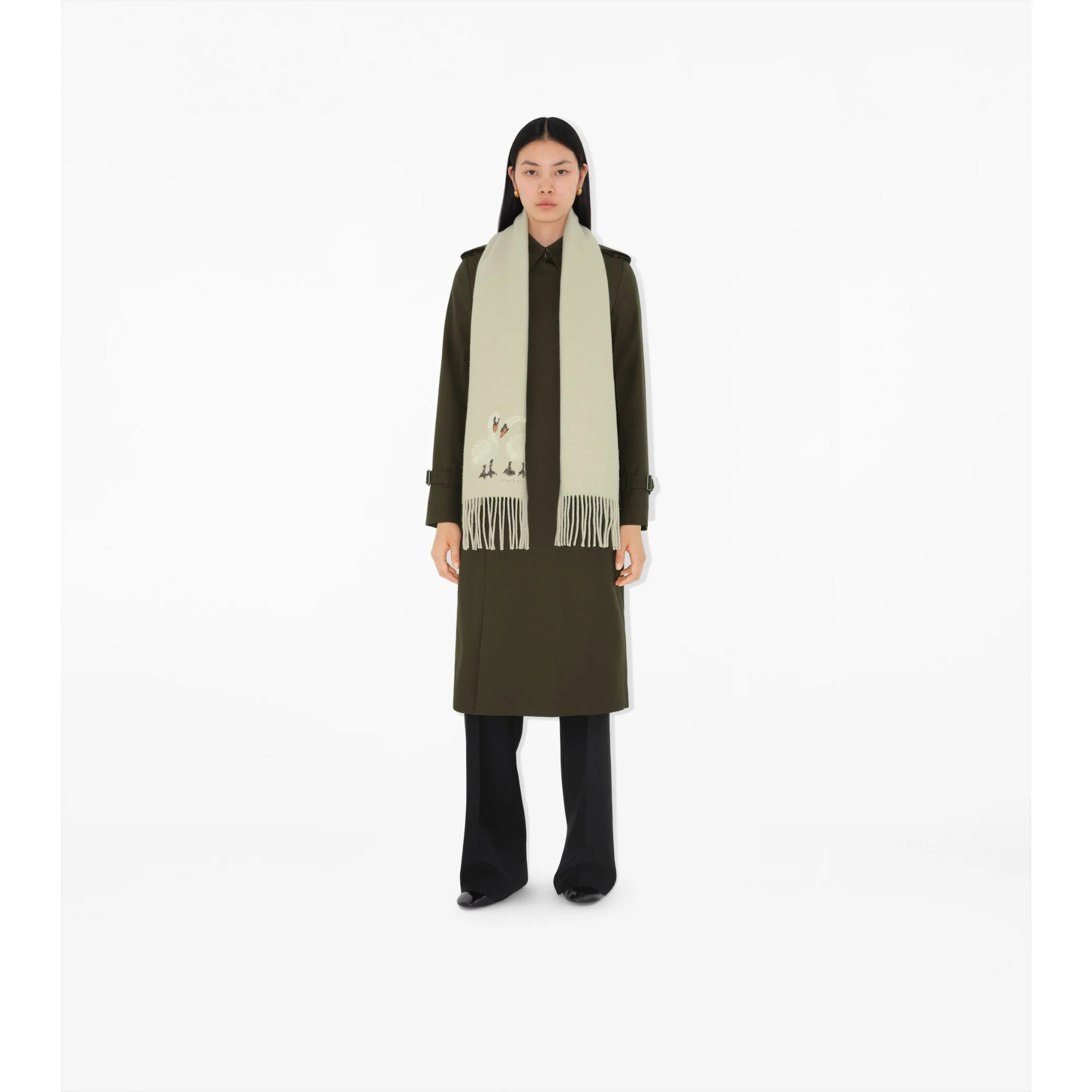Swan Wool Cashmere Scarf - Plaster - Image 2