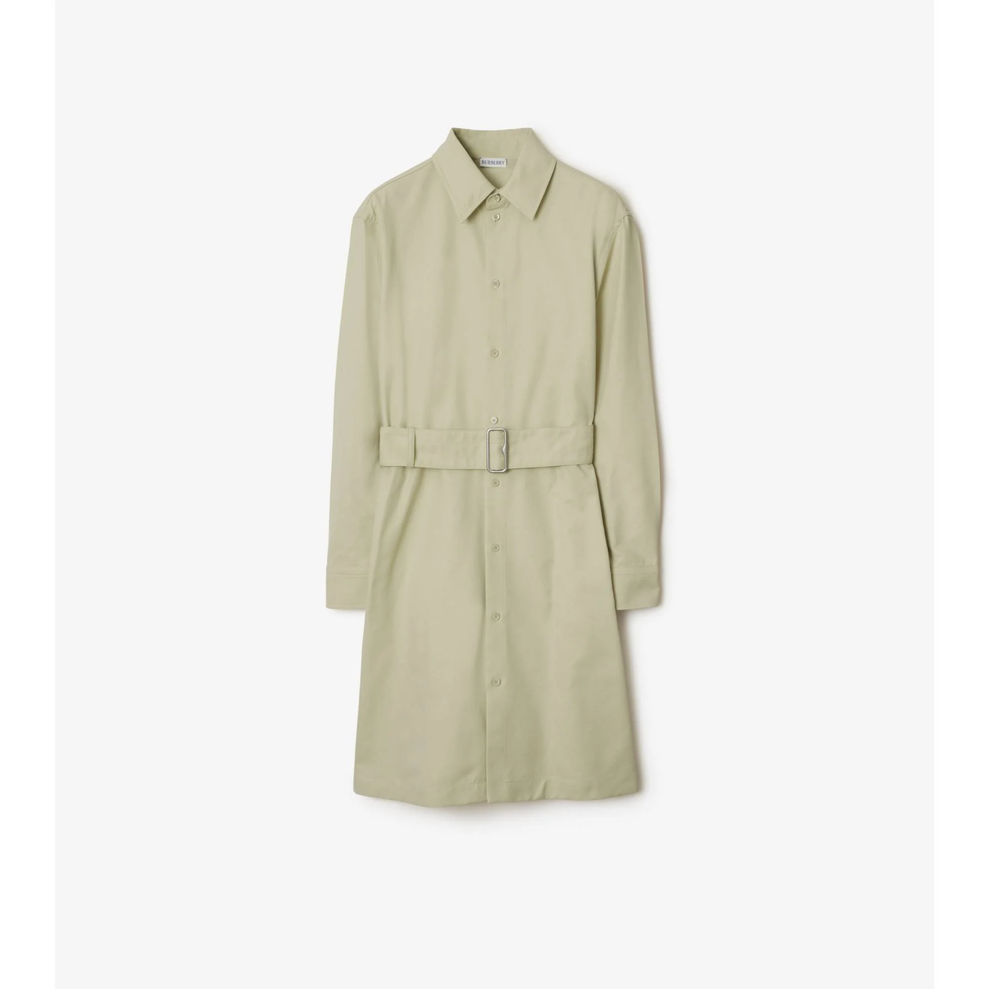 Cotton Blend Shirt Dress - Plaster