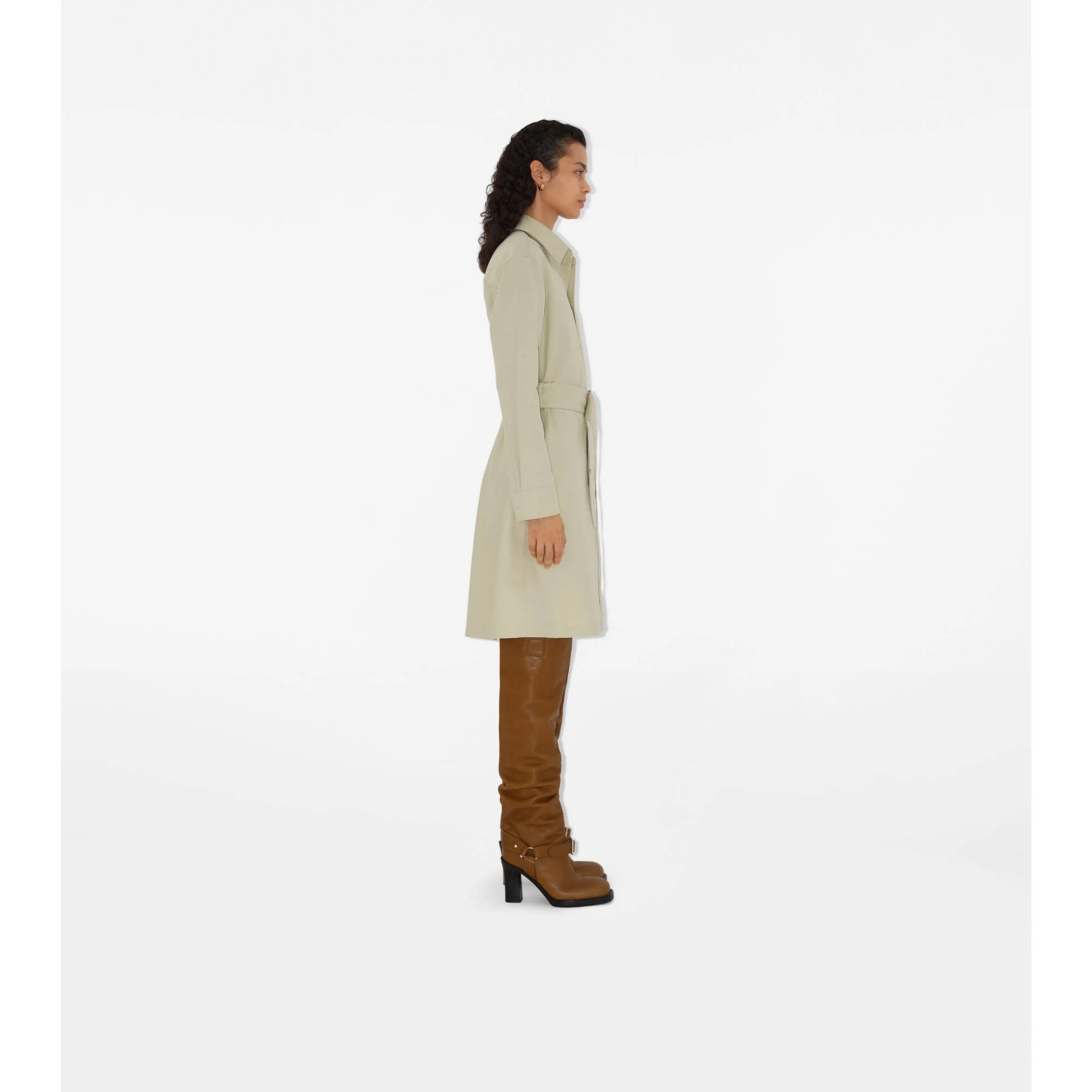 Cotton Blend Shirt Dress - Plaster - Image 2