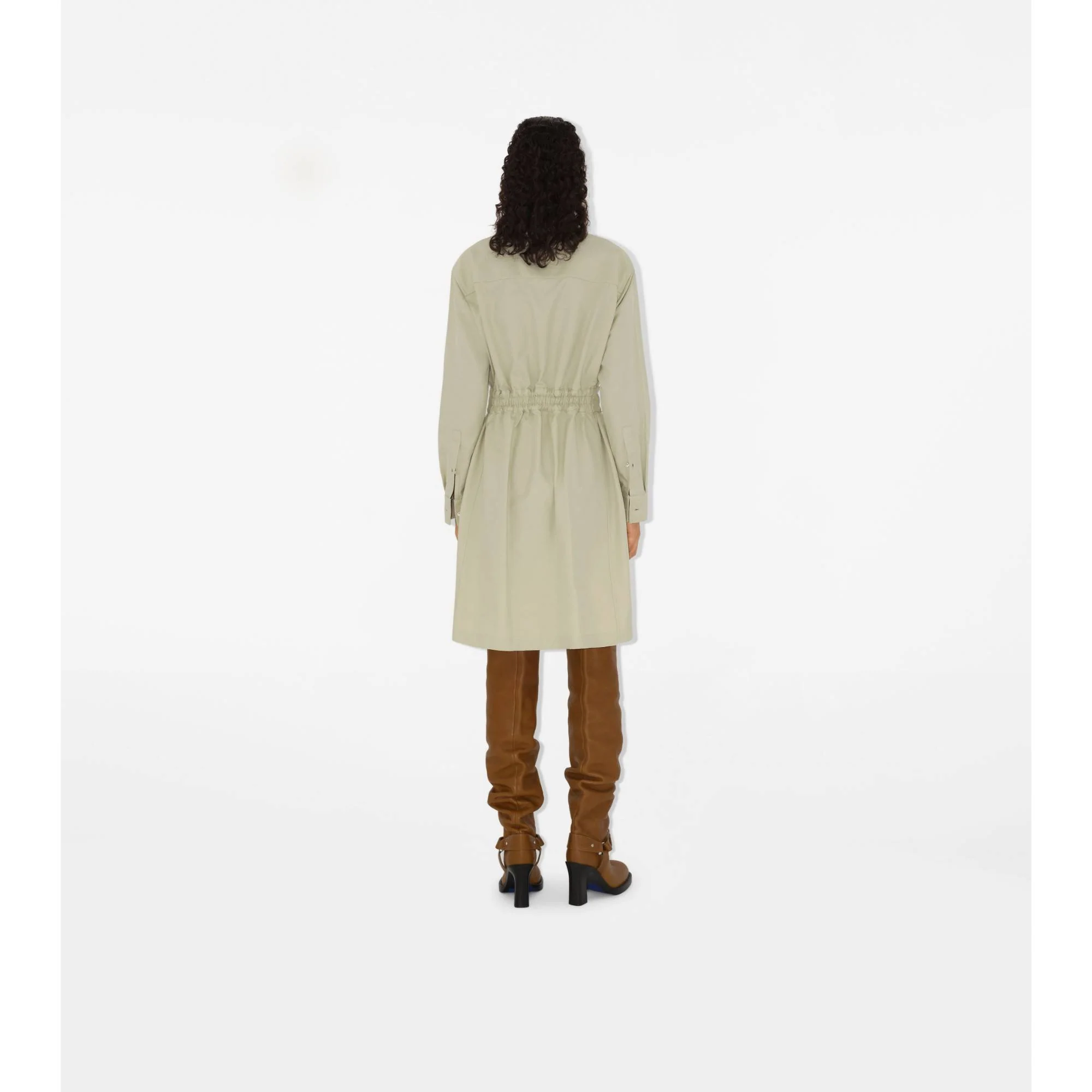 Cotton Blend Shirt Dress - Plaster - Image 3