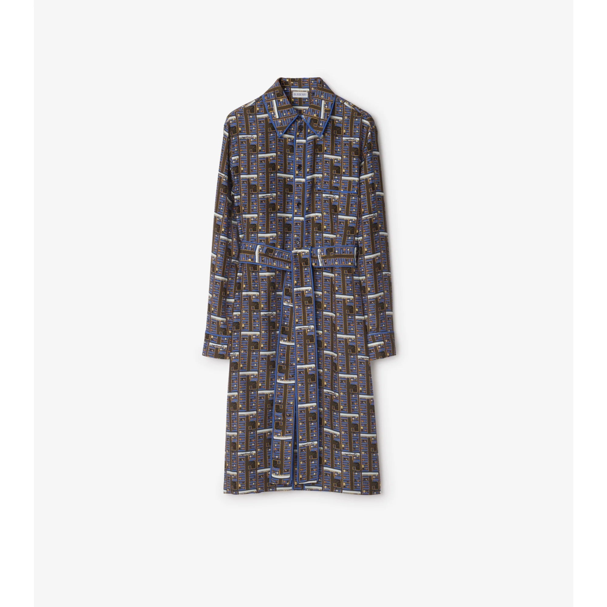 Bus Silk Shirt Dress - Knight IP Pattern