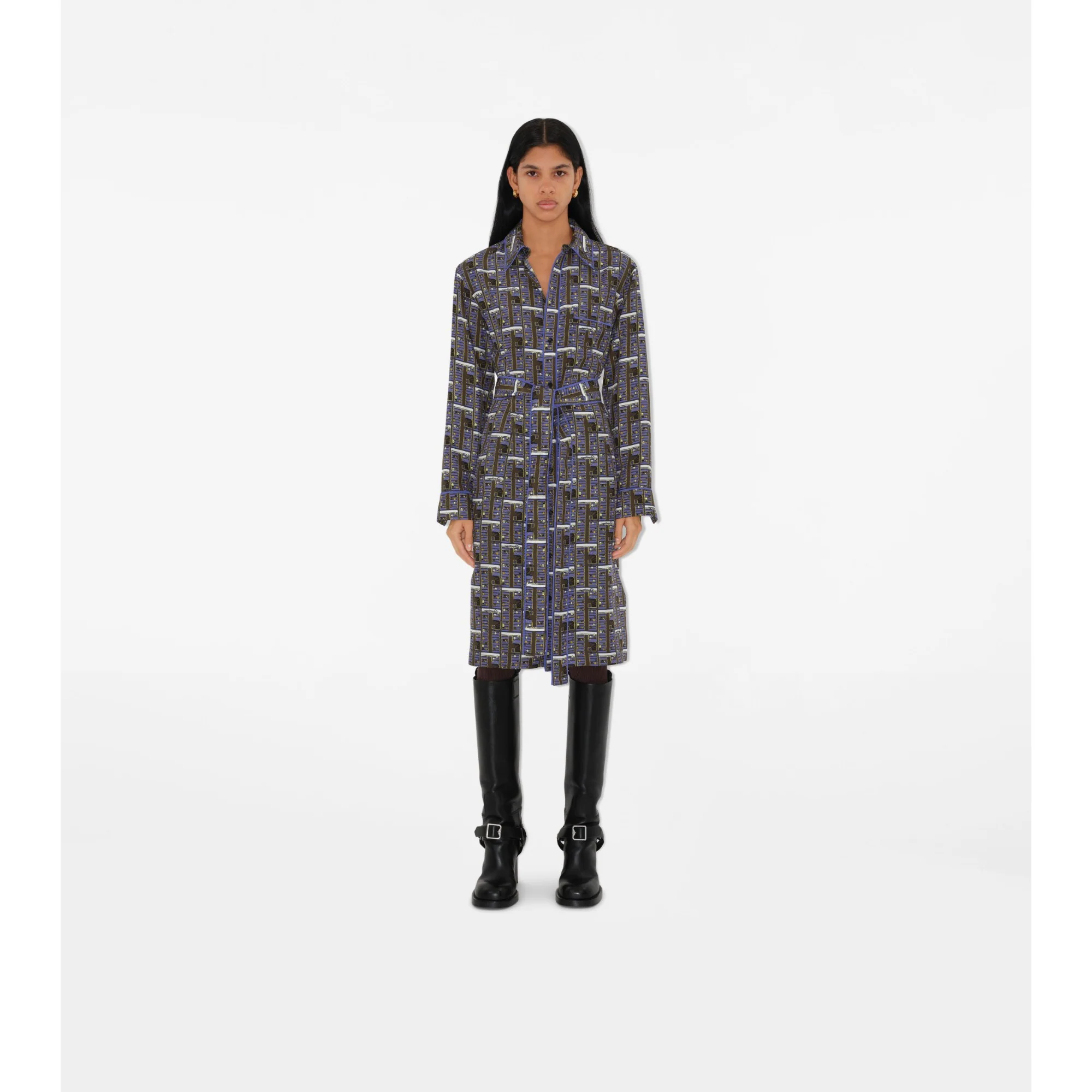 Bus Silk Shirt Dress - Knight IP Pattern - Image 2