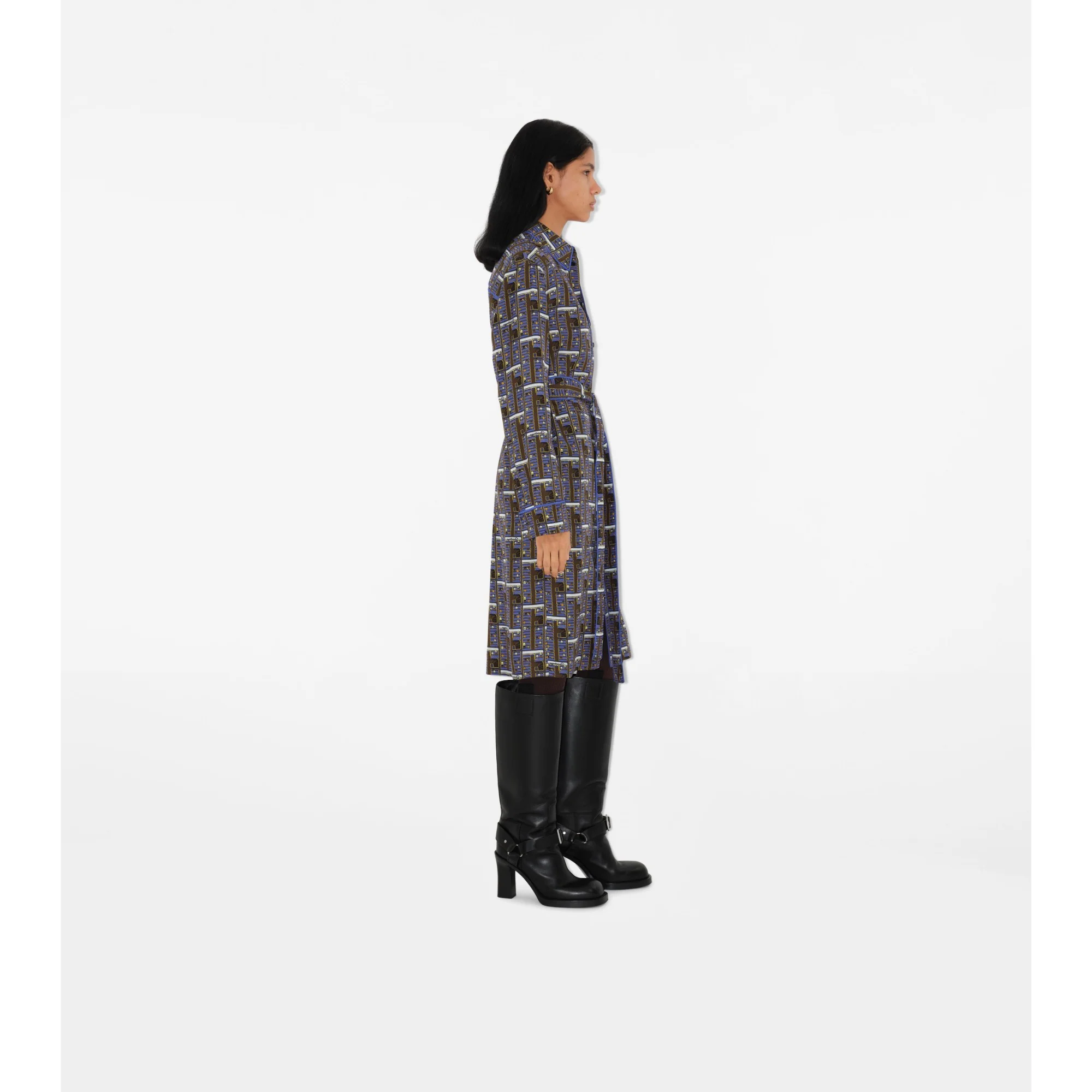 Bus Silk Shirt Dress - Knight IP Pattern - Image 3