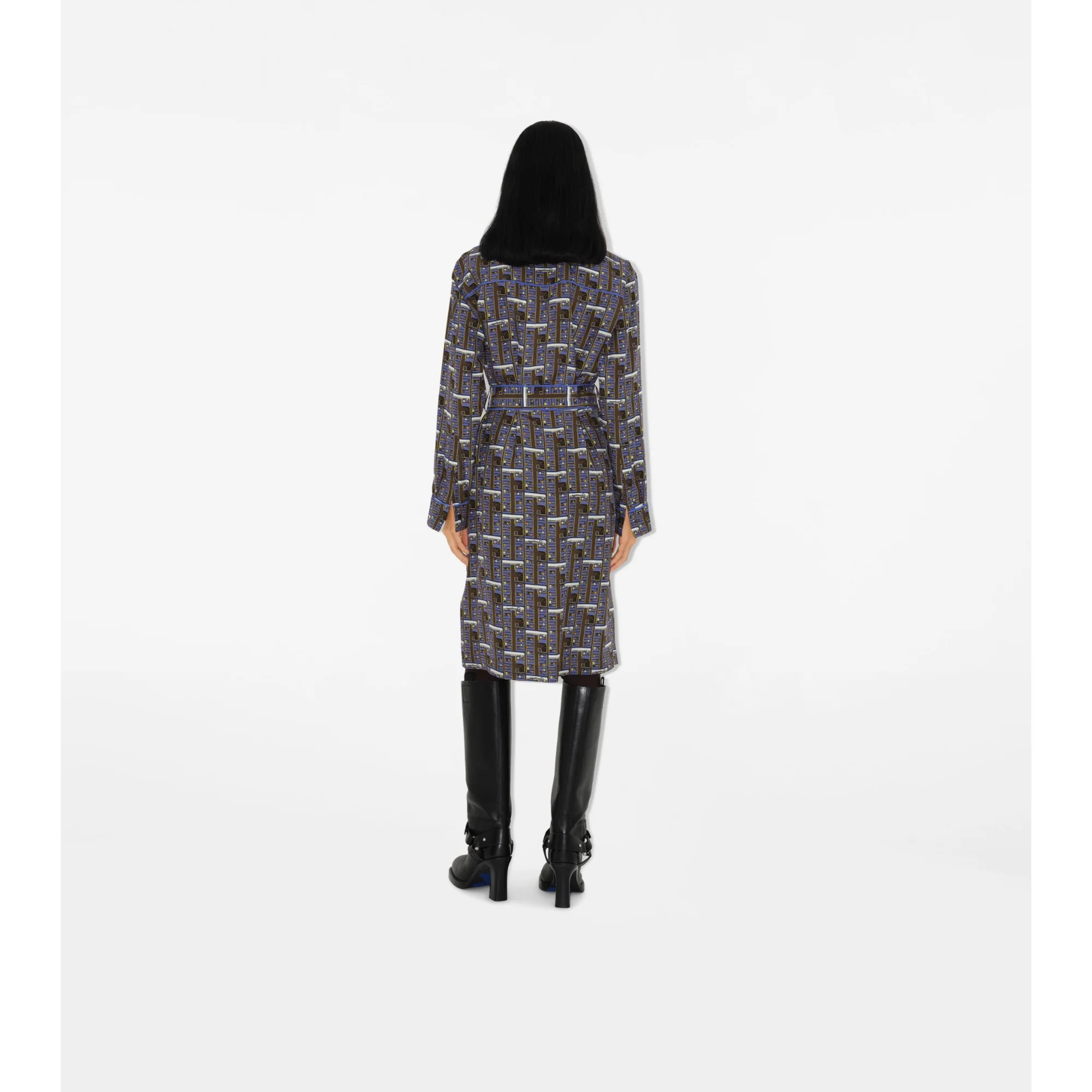 Bus Silk Shirt Dress - Knight IP Pattern - Image 4