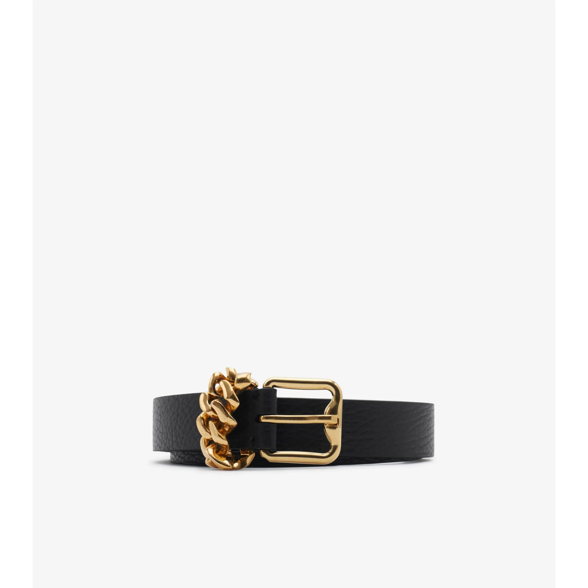 Leather B Buckle Chain Belt - Black