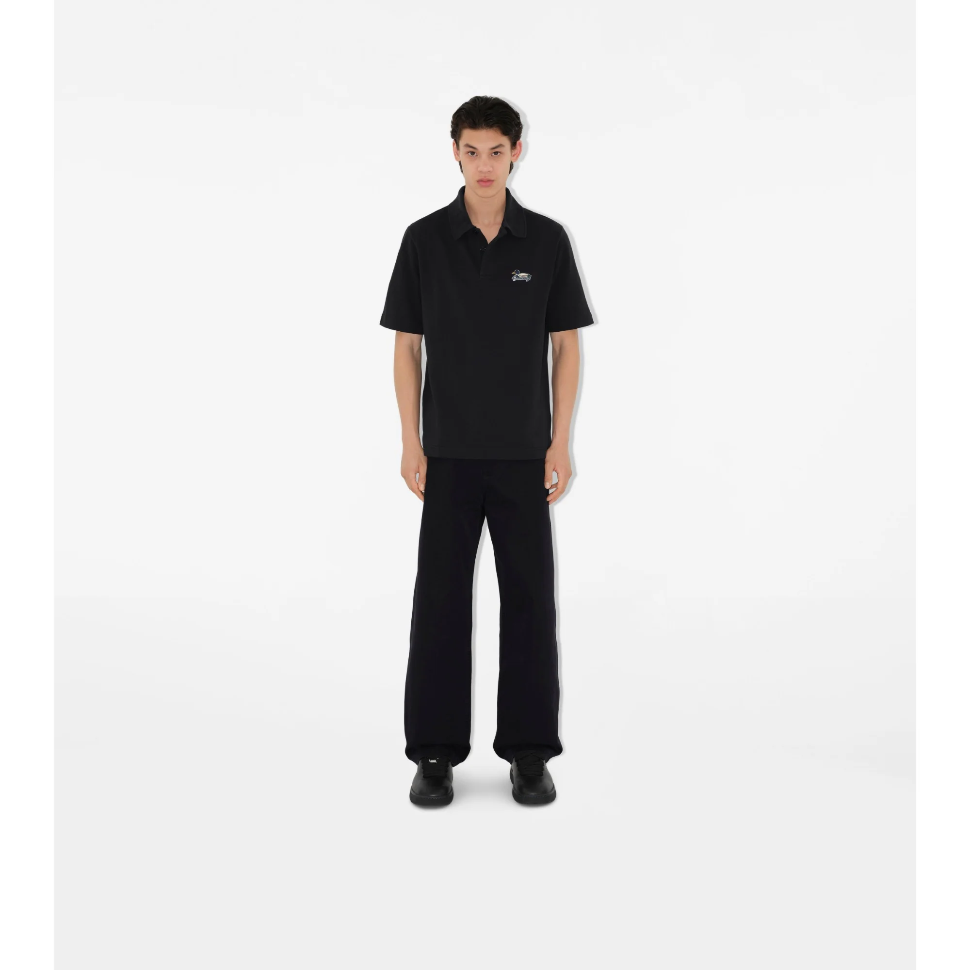 Cotton Polo Shirt - Black - Image 2