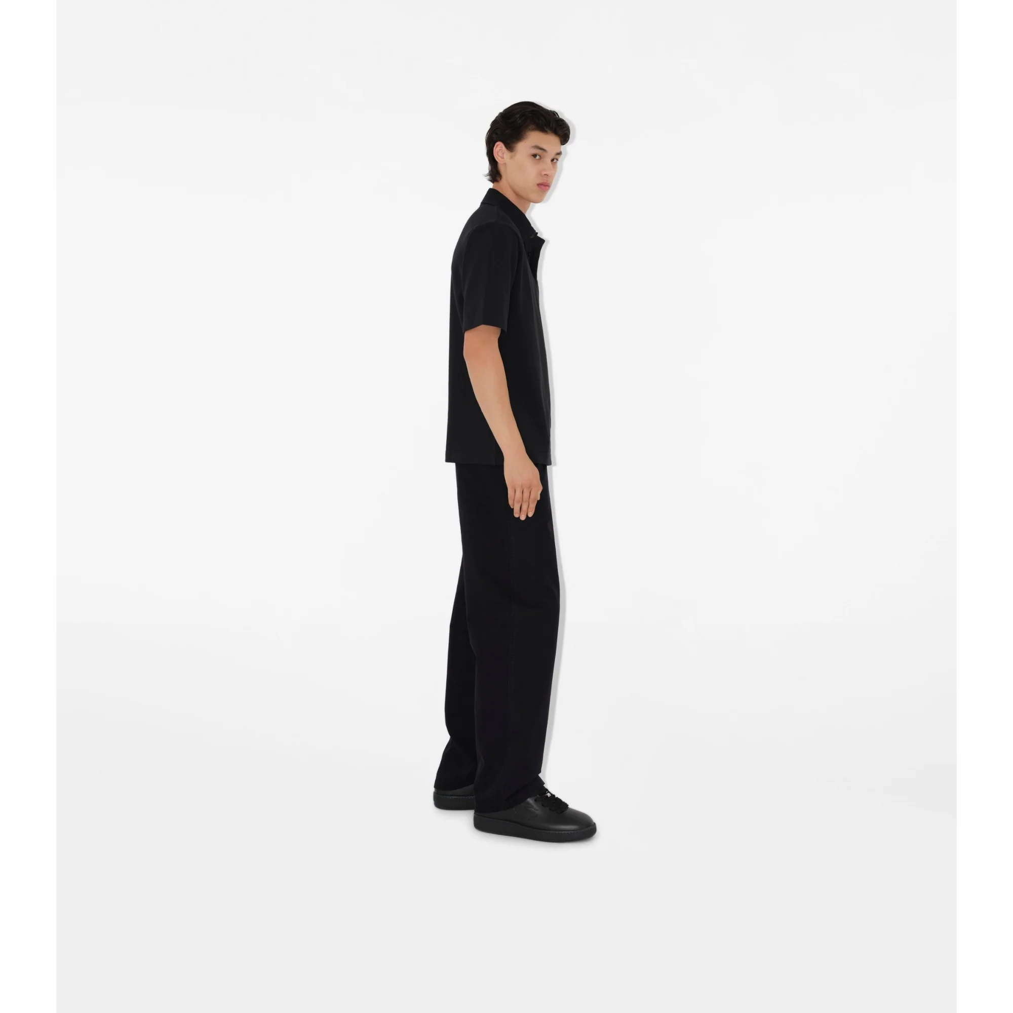 Cotton Polo Shirt - Black - Image 3