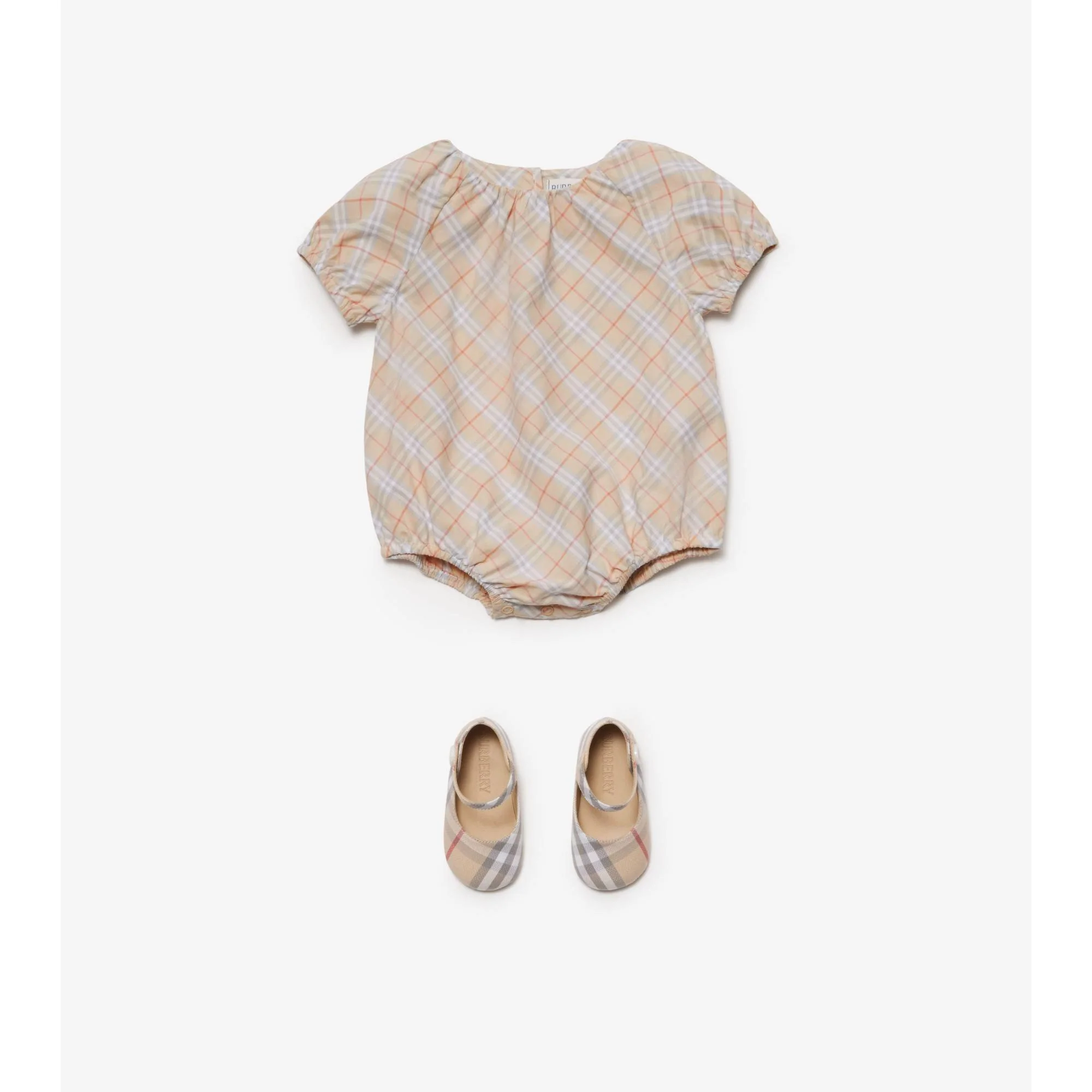 Check Cotton Bodysuit - Pale Stone IP Check - Image 2
