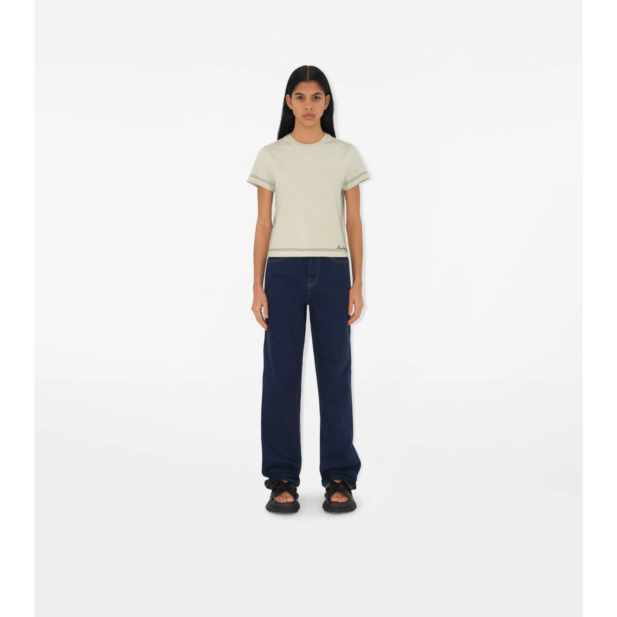 Boxy Cotton T-shirt - Plaster - Image 2
