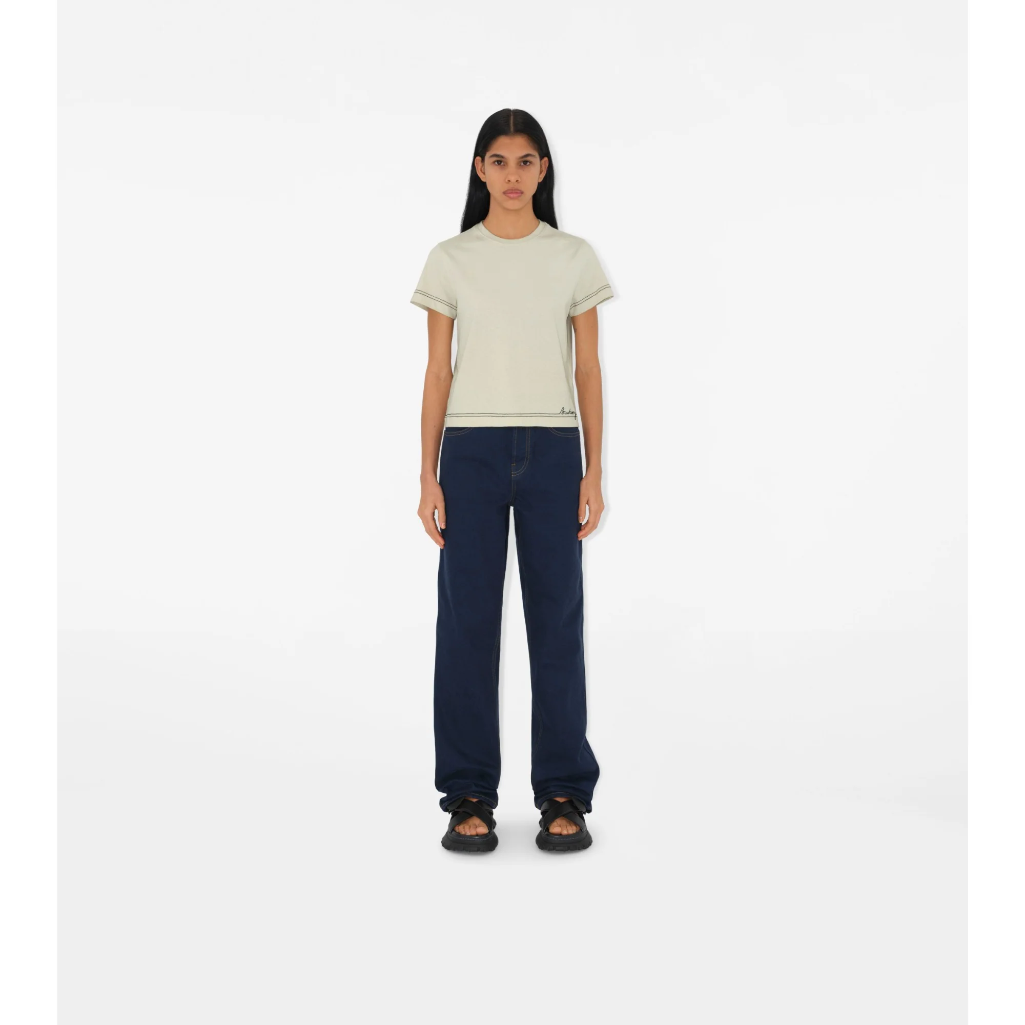 Boxy Cotton T-shirt - Plaster - Image 2
